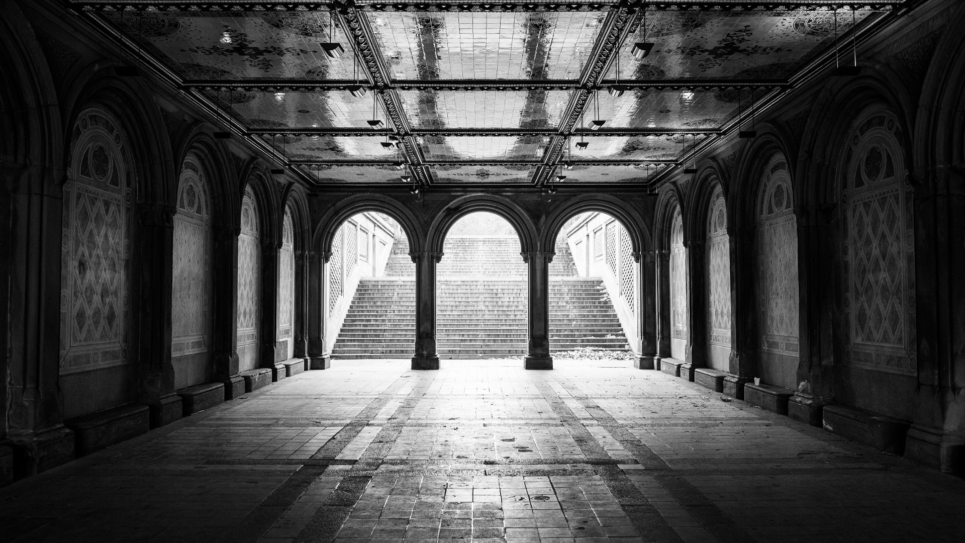 Bethesda Arcade, Central Park, New York HD Wallpaper