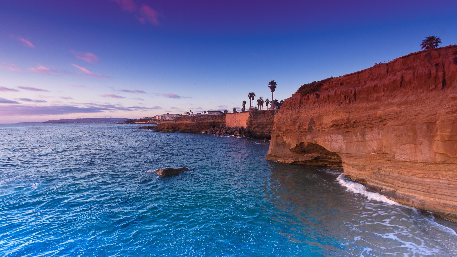 Sunset Cliffs Pacific Ocean San Diego HD Wallpaper