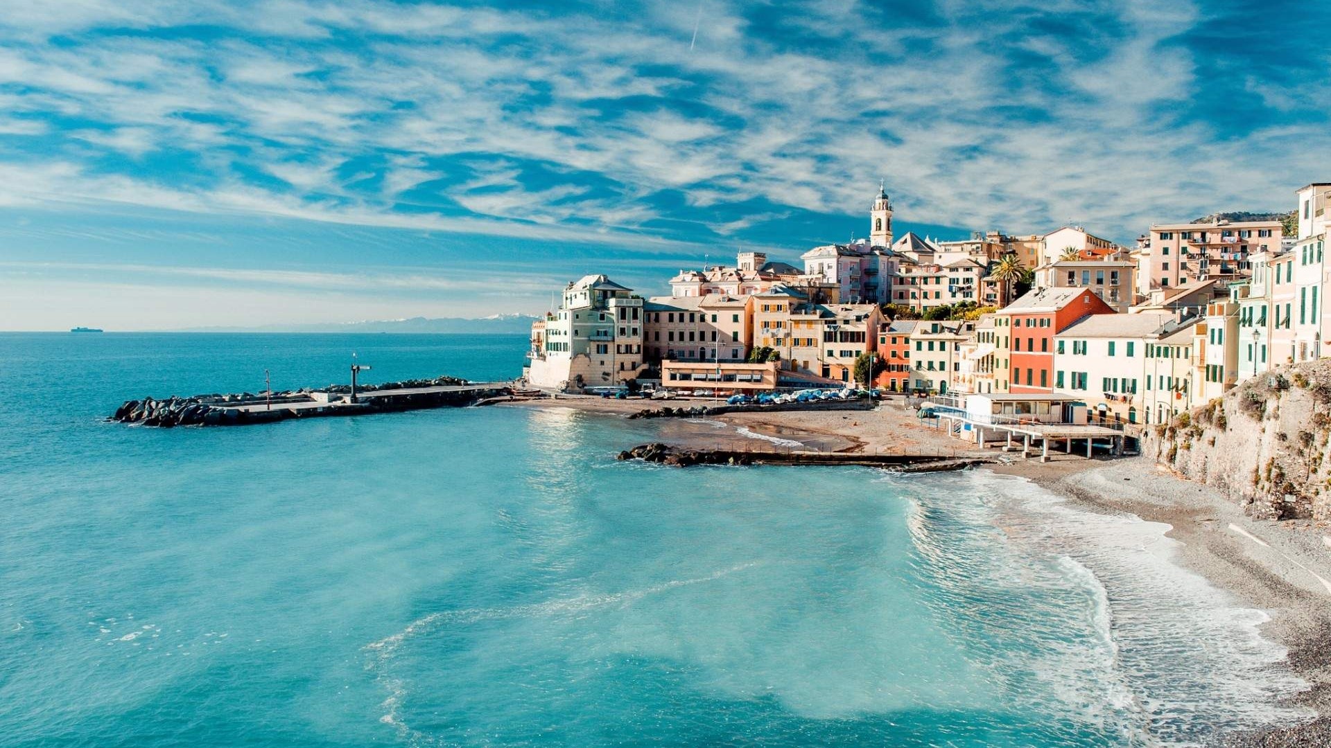 Italian Coast City in Liguria HD Wallpaper