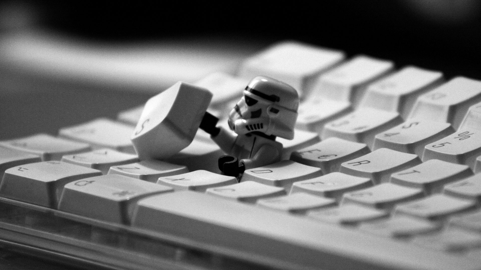 LEGO Stormtrooper on a Keyboard HD Wallpaper