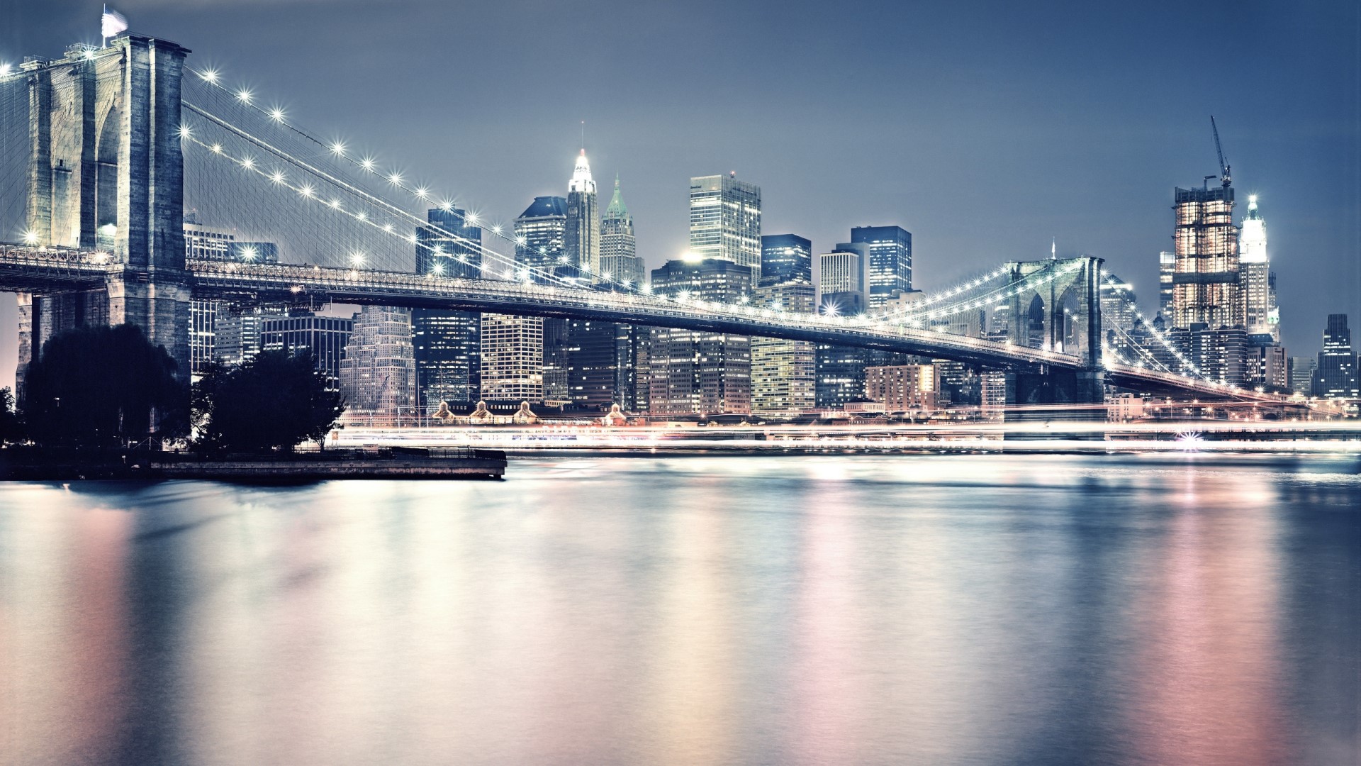 Brooklyn Bridge Long Exposure Night HD Wallpaper