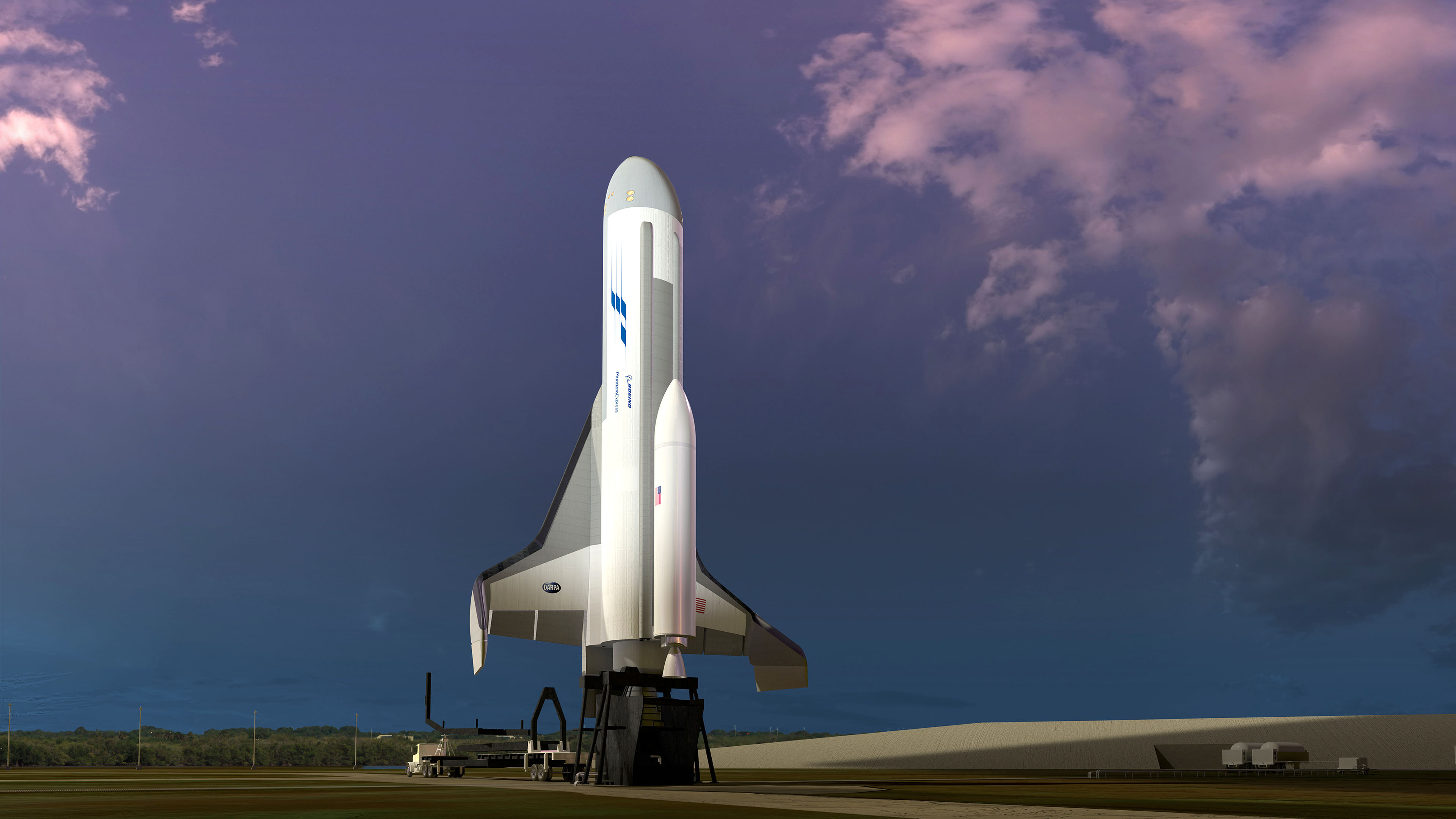 Boeing X-37B spaceplane on launchpad HD Wallpaper