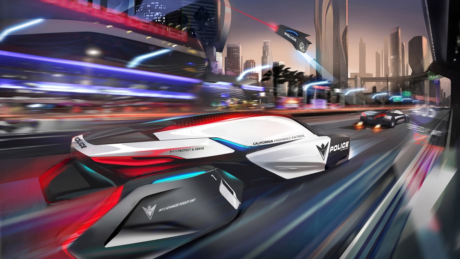 SciFi Police Patrol Concept Car HD Wallpaper