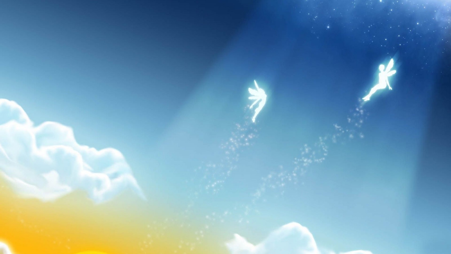 Two fairies flying in the sky HD Wallpaper