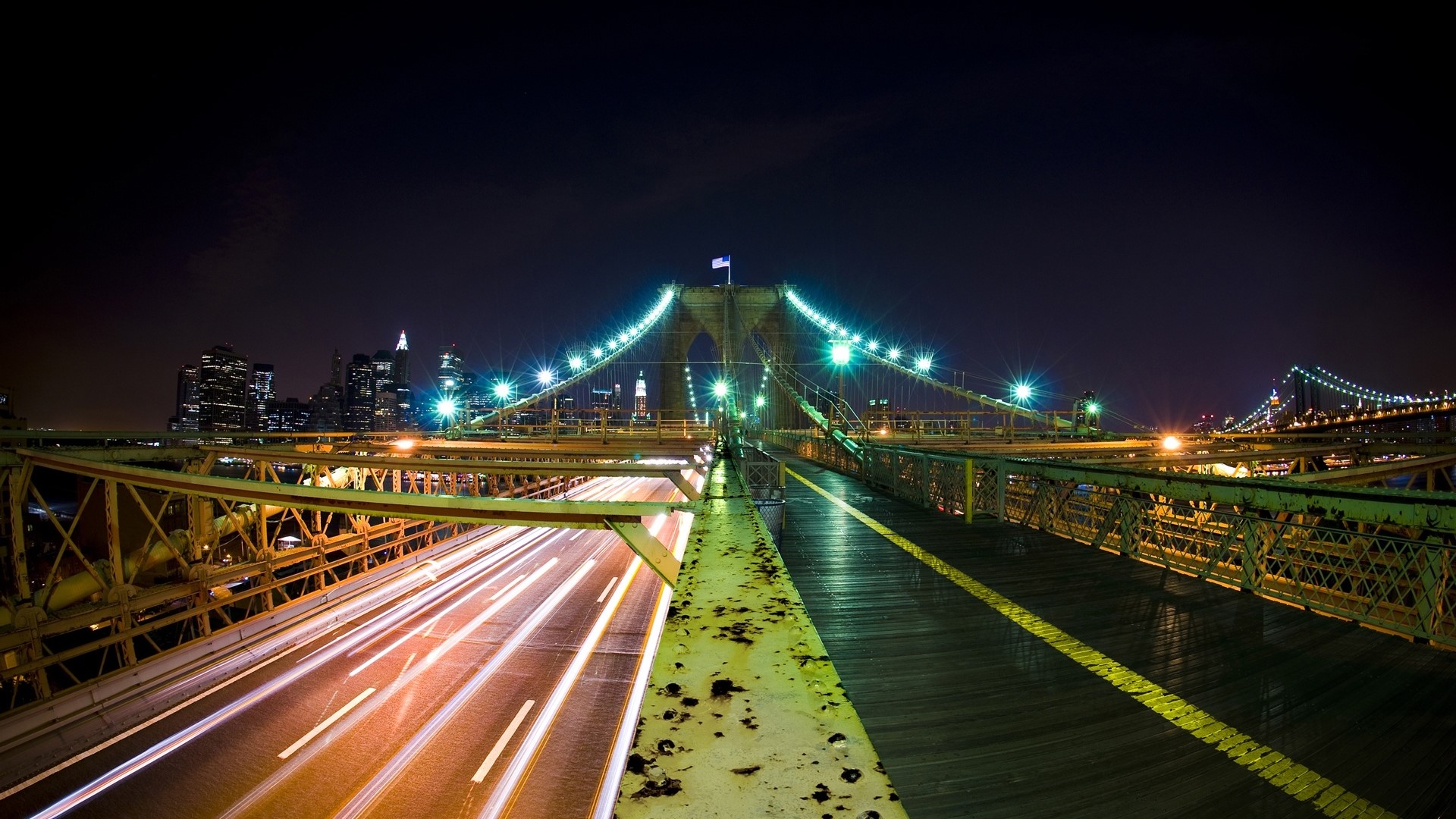 Brooklyn Bridge at Night, New York City HD Wallpaper