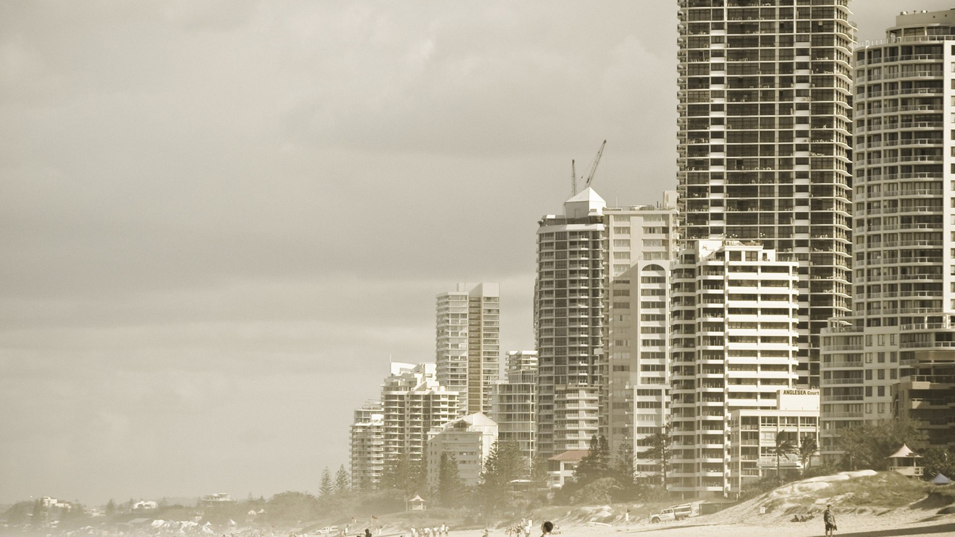 High-rise buildings on a beach HD Wallpaper