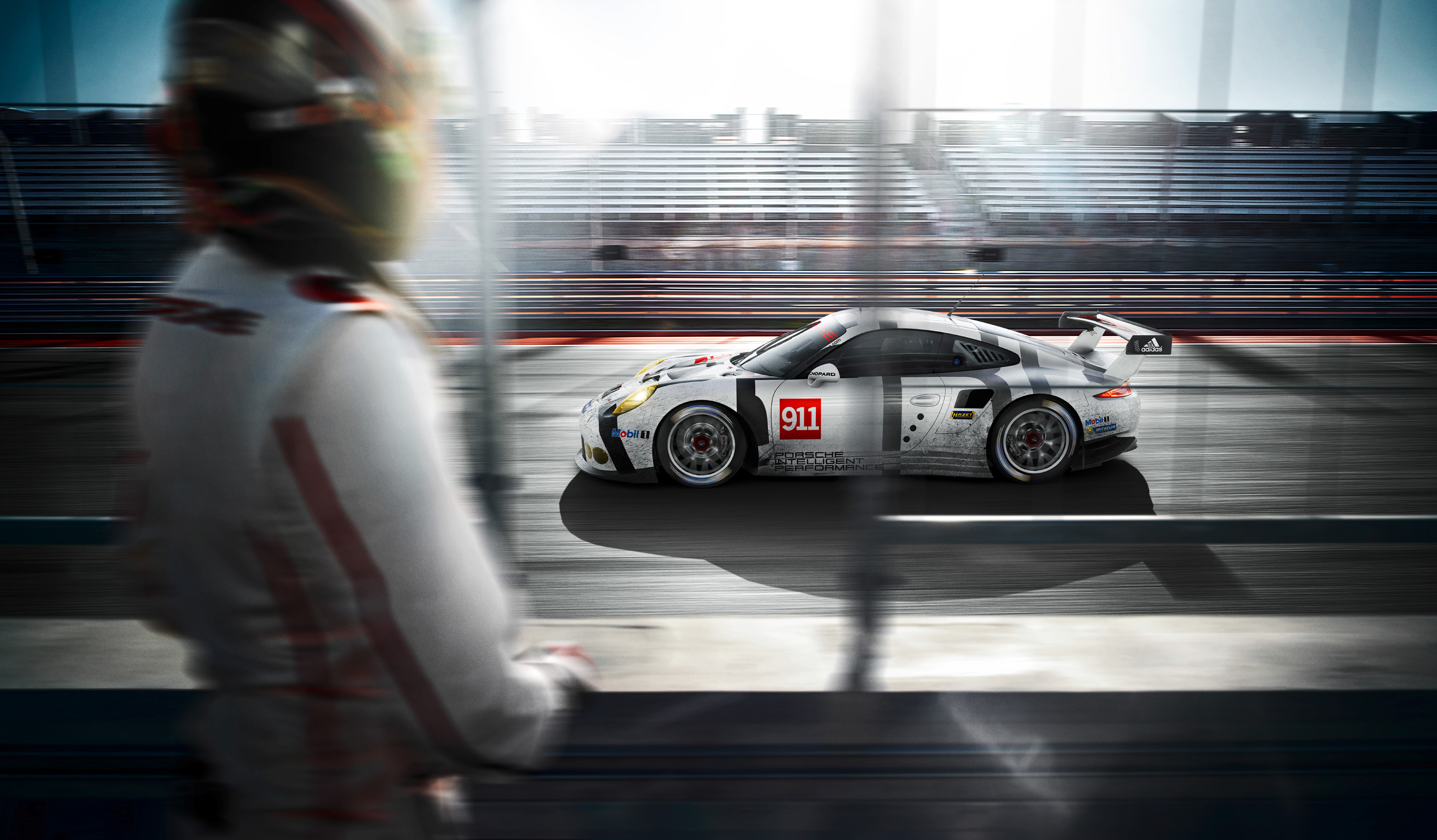 Porsche 911 RSR racing car on track HD Wallpaper