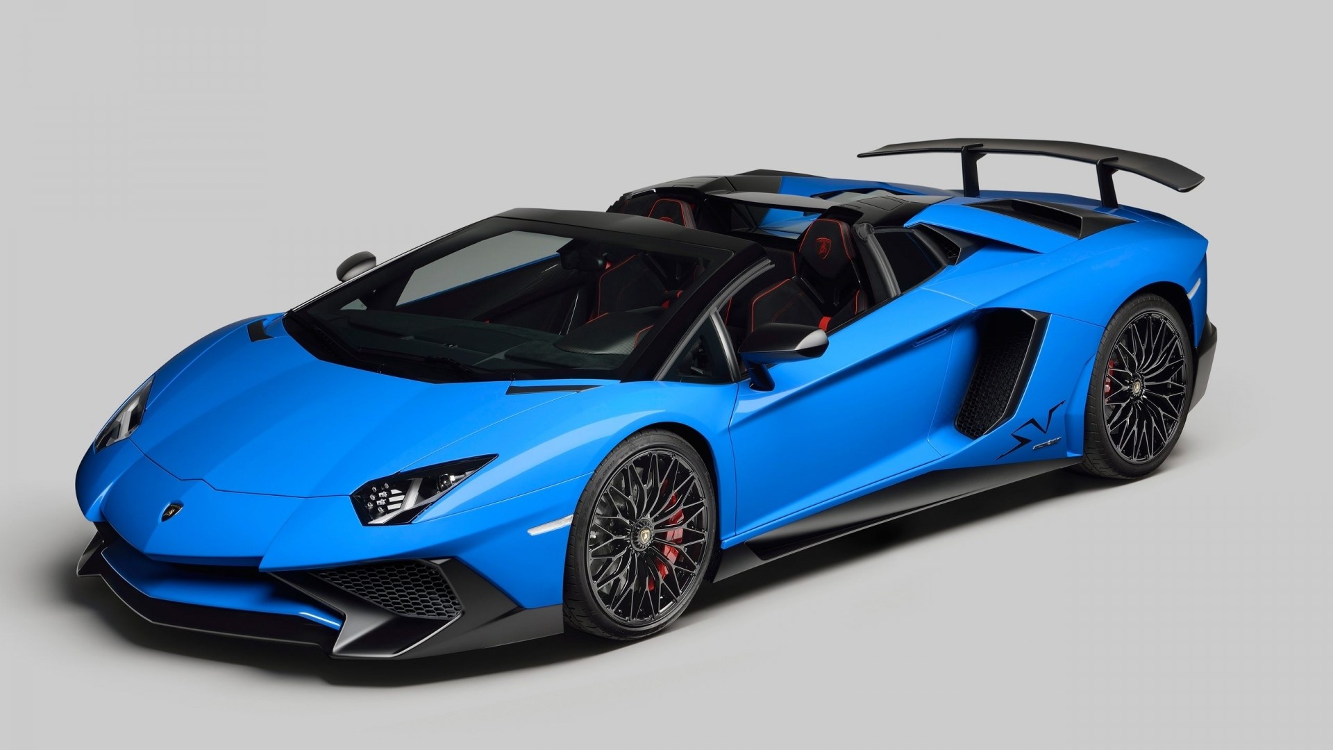 Blue Lamborghini Aventador SV Roadster HD Wallpaper