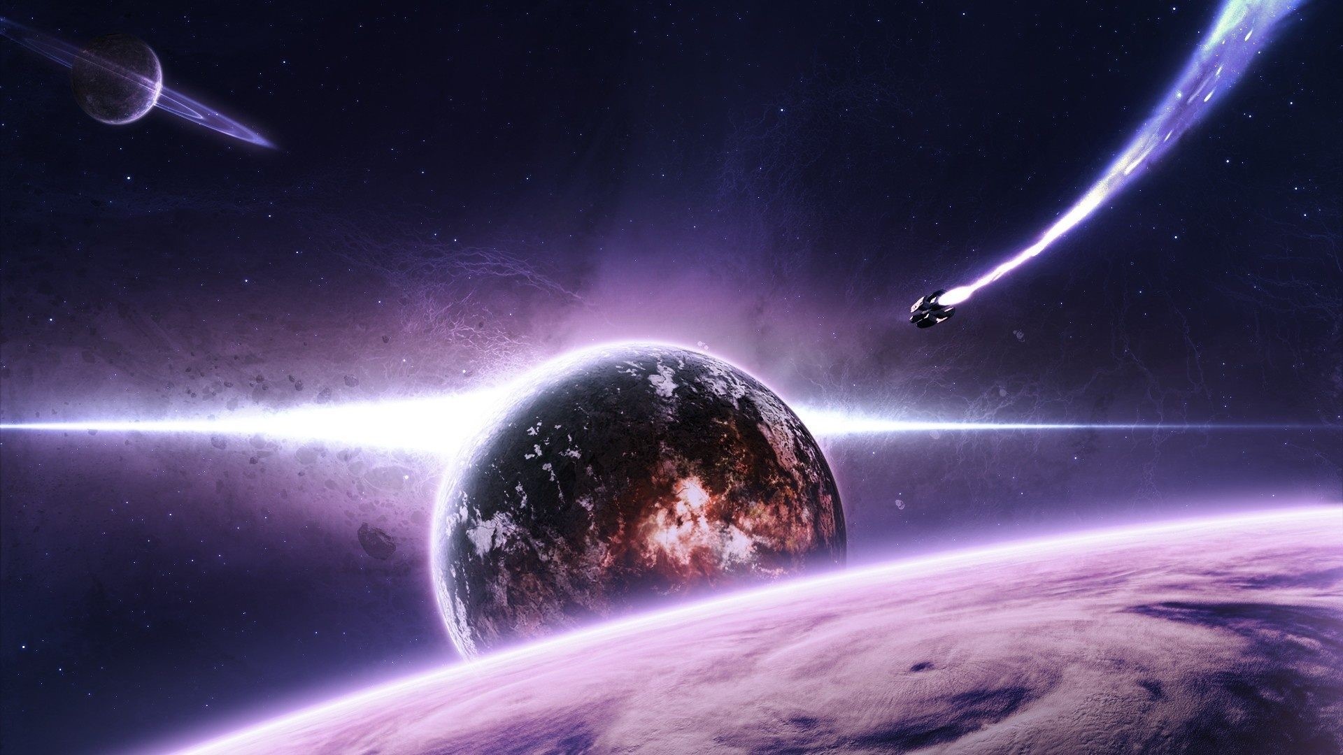 Purple Galaxy Space Art HD Wallpaper