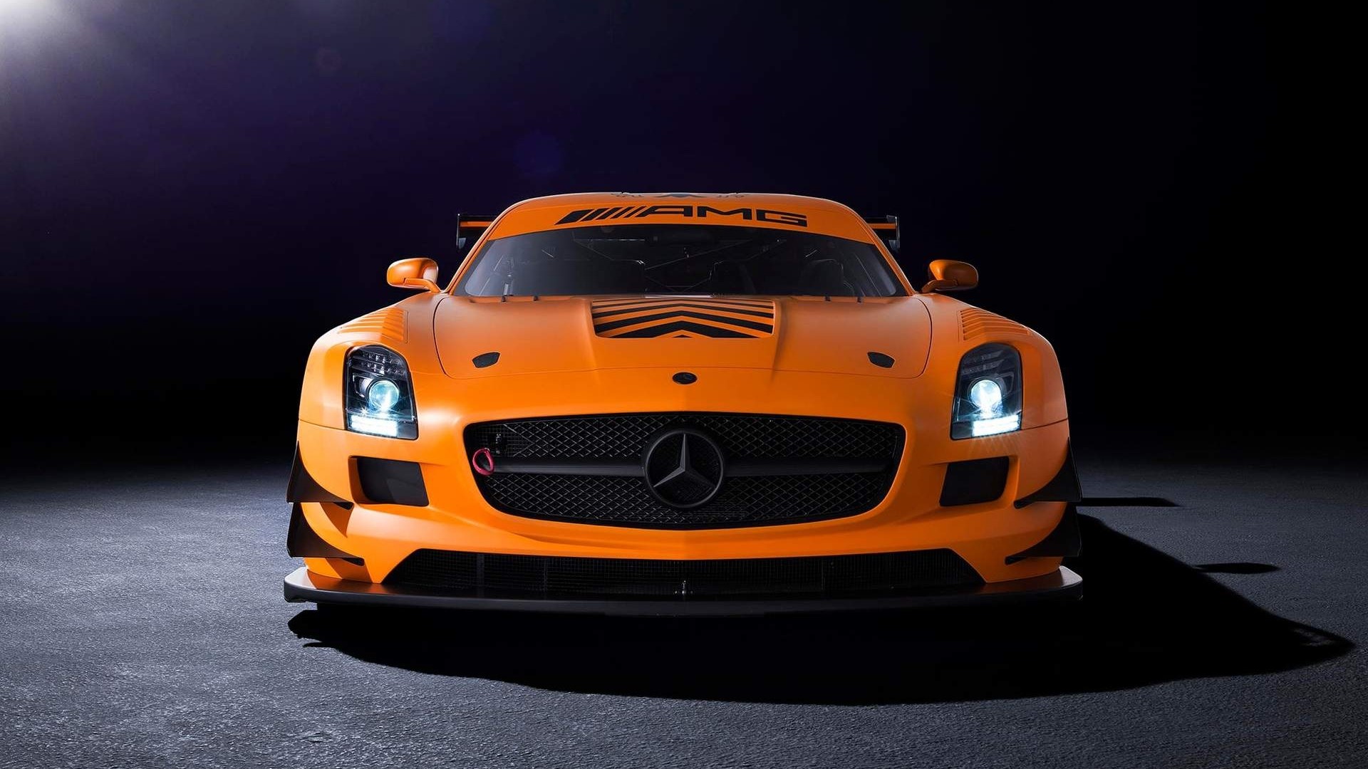 Orange Mercedes-AMG GT3 race car HD Wallpaper