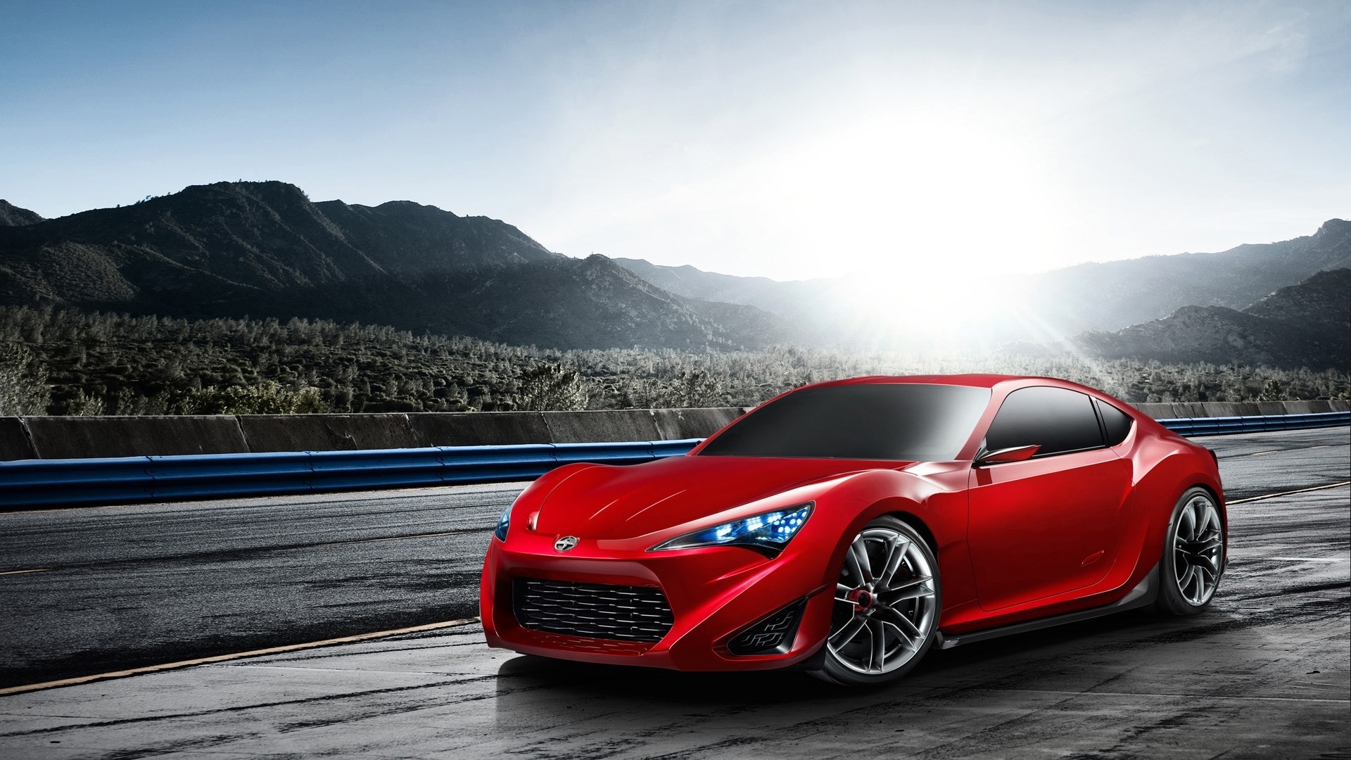 Red Scion FR-S 2011 Concept car on a road HD Wallpaper