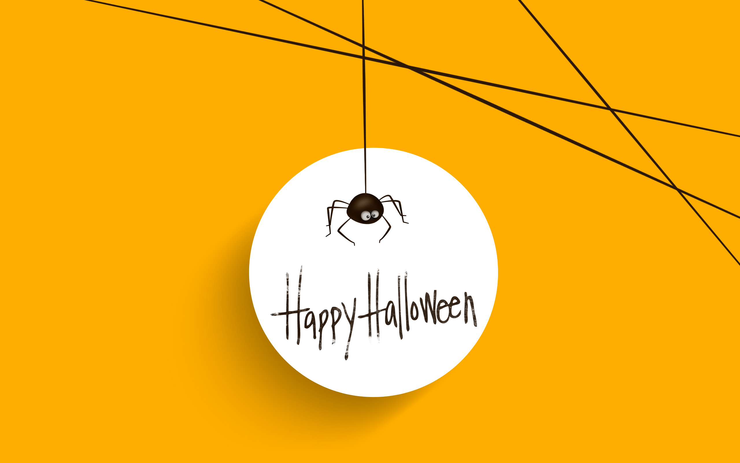 Happy Halloween spider on web HD Wallpaper