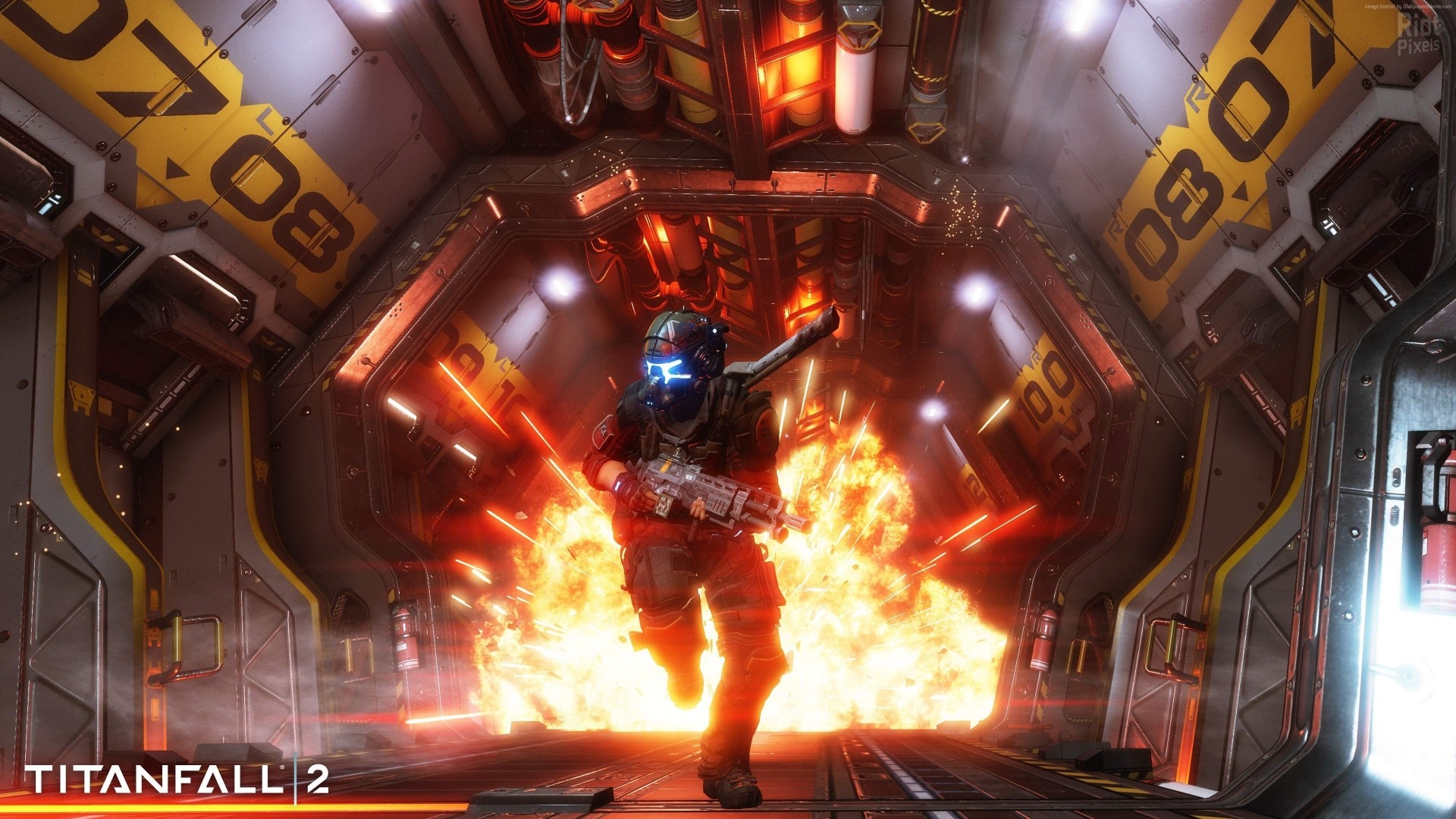 Titanfall 2 Soldier Running Through Fire HD Wallpaper