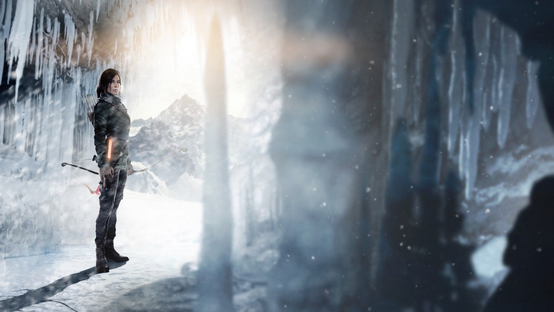 Lara Croft from Rise of the Tomb Raider in a snowy cave HD Wallpaper