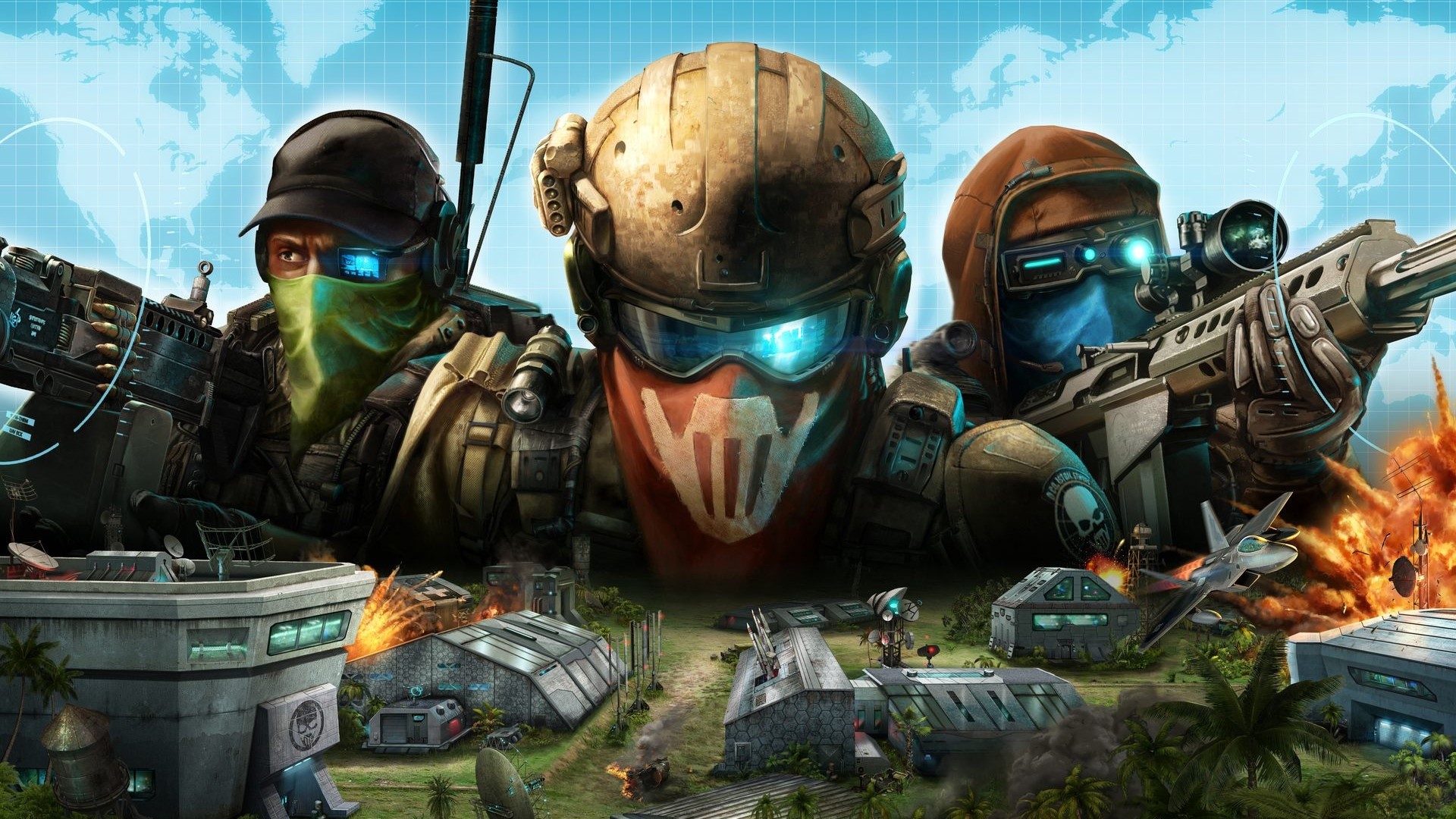 Ghost Recon Future Soldier characters and military base HD Wallpaper