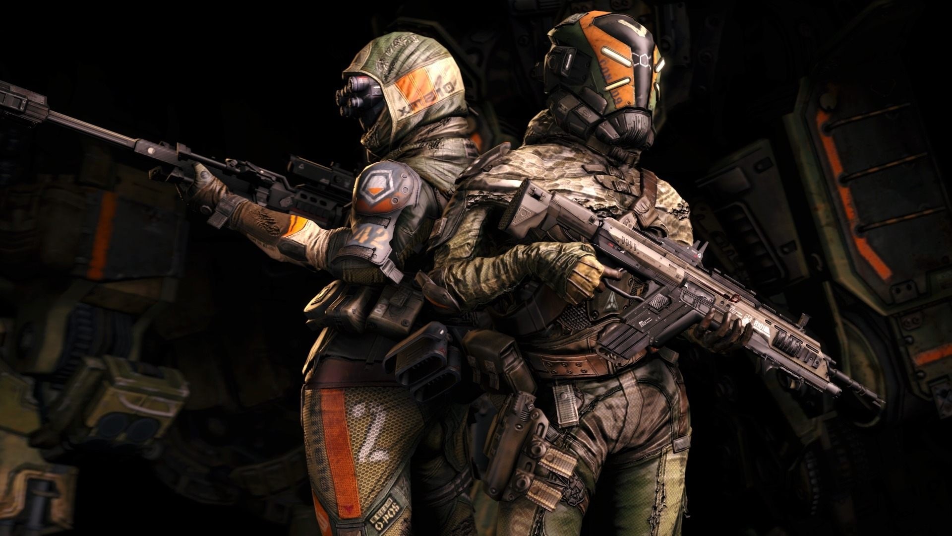 Two soldiers with rifles from Titanfall HD Wallpaper