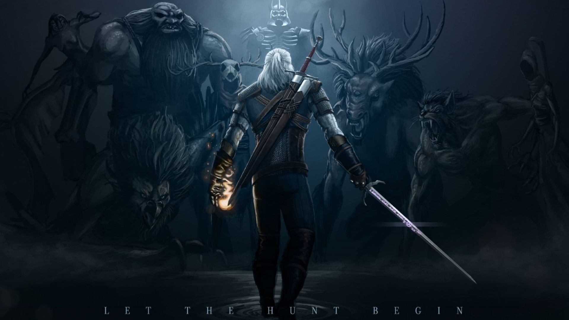 Geralt of Rivia facing monsters from The Witcher 3 HD Wallpaper