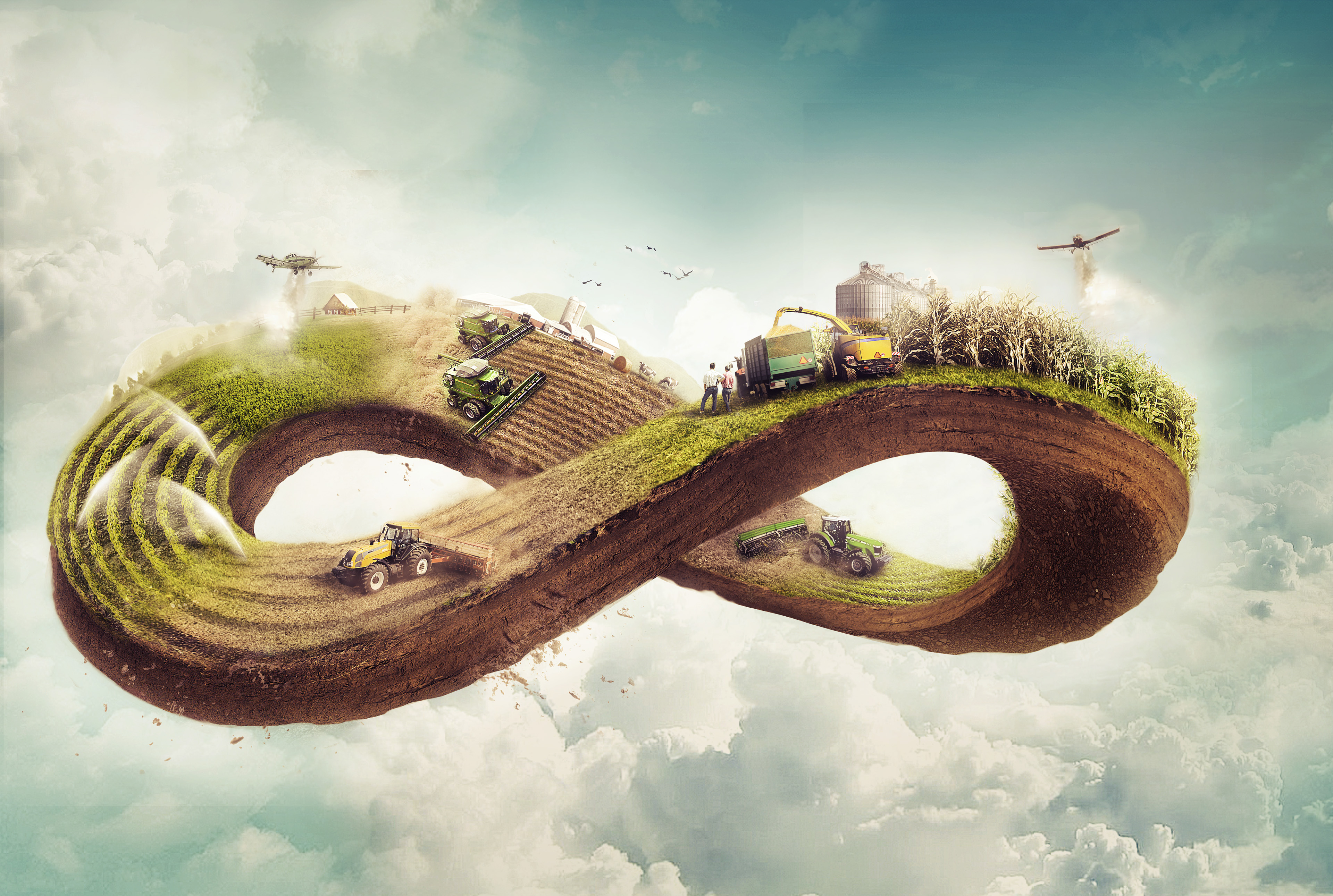 4K Agriculture Plantation Cycle Farming Infinity Loop HD Wallpaper