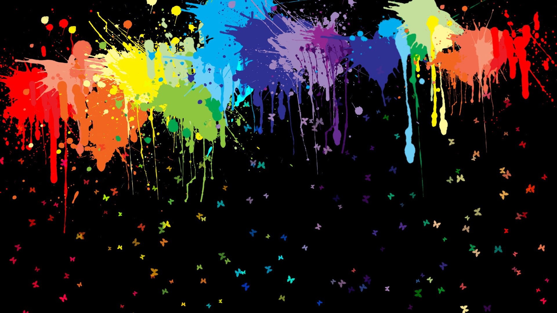 Colorful Paint Splatter with Butterflies HD Wallpaper