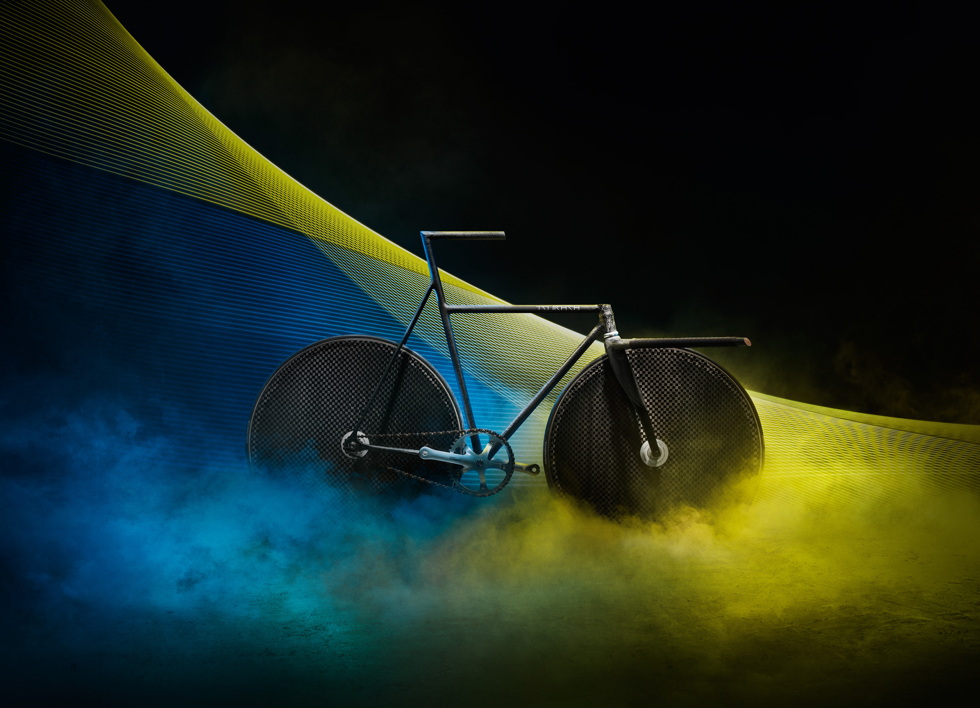 Bicycle with disc wheels and smoke HD Wallpaper