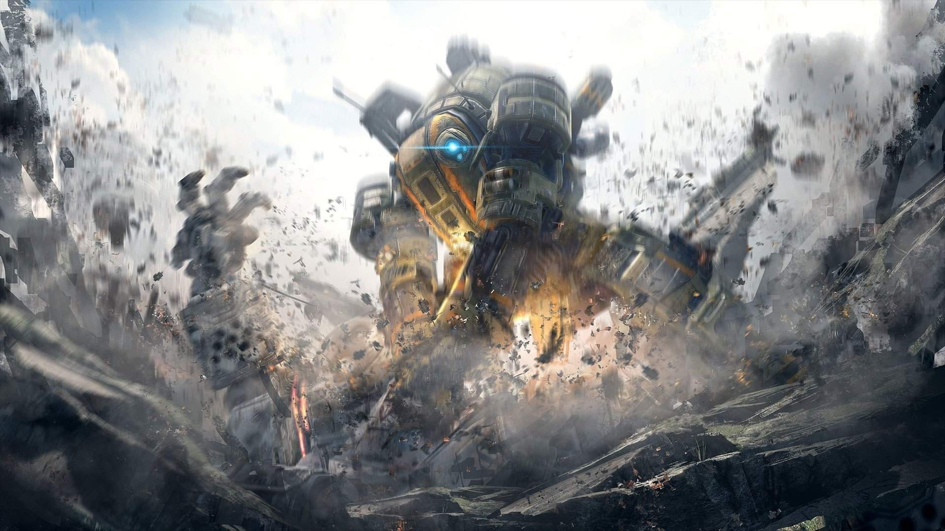Titanfall game mech destroying a city HD Wallpaper