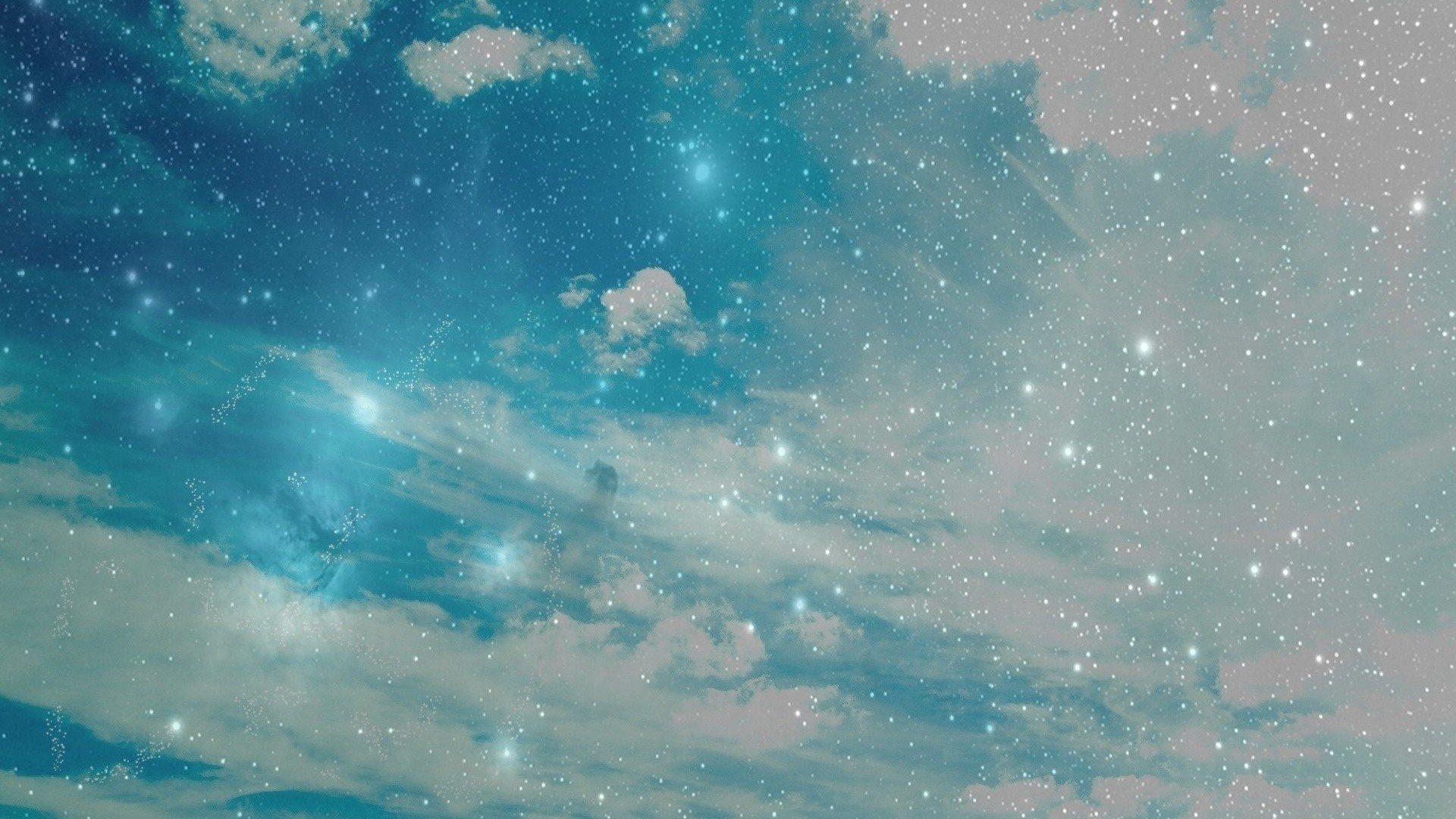 Bright Sky with Stars and Clouds HD Wallpaper