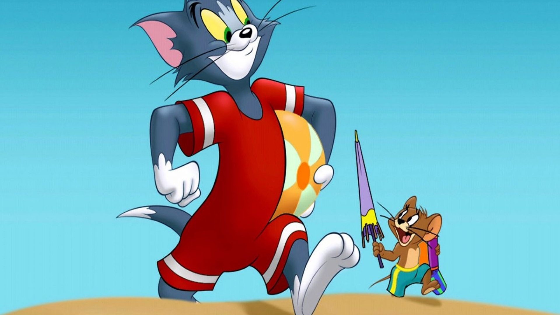 Tom and Jerry at the beach HD Wallpaper