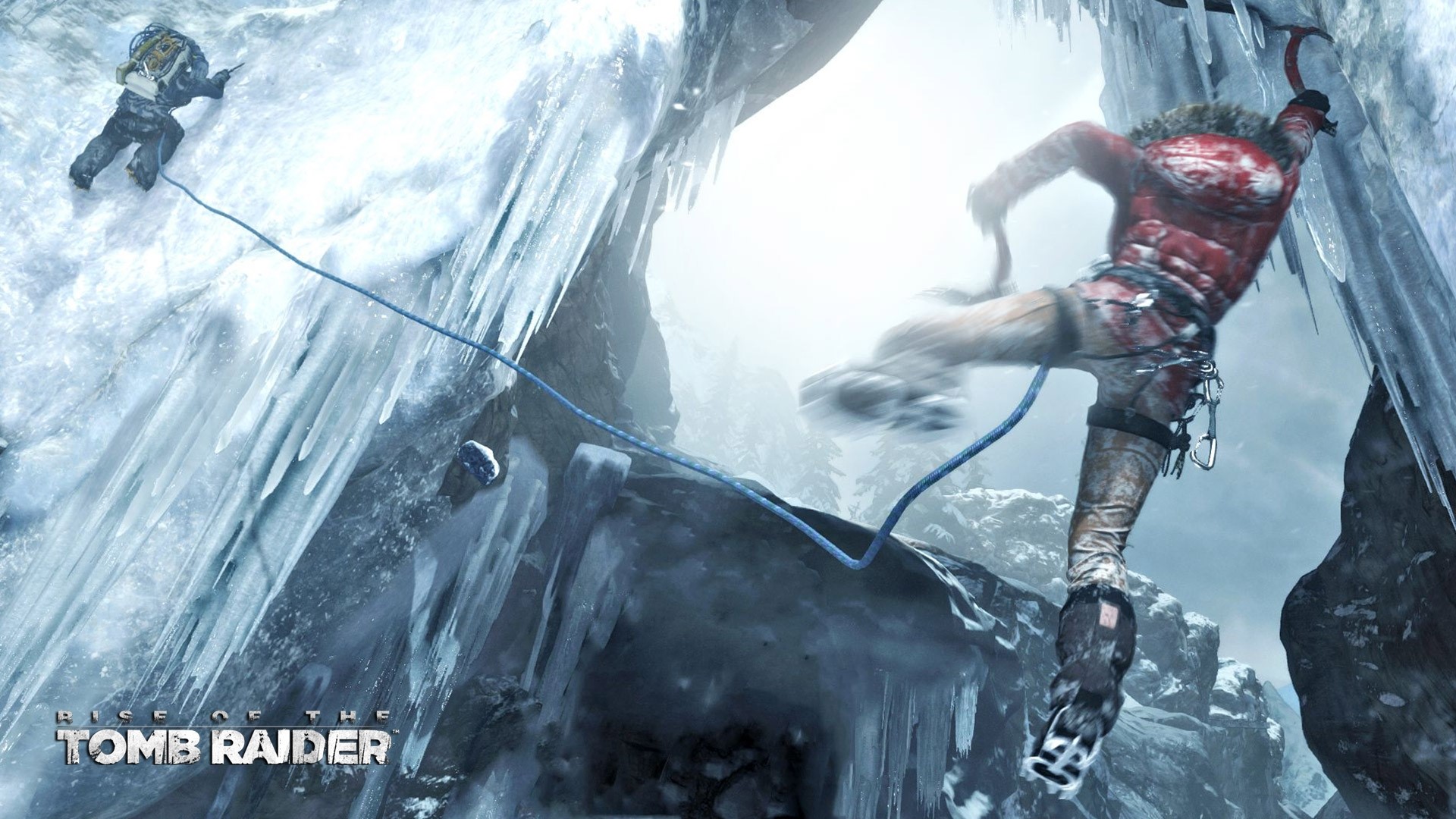 Lara Croft from Rise of the Tomb Raider ice climbing HD Wallpaper