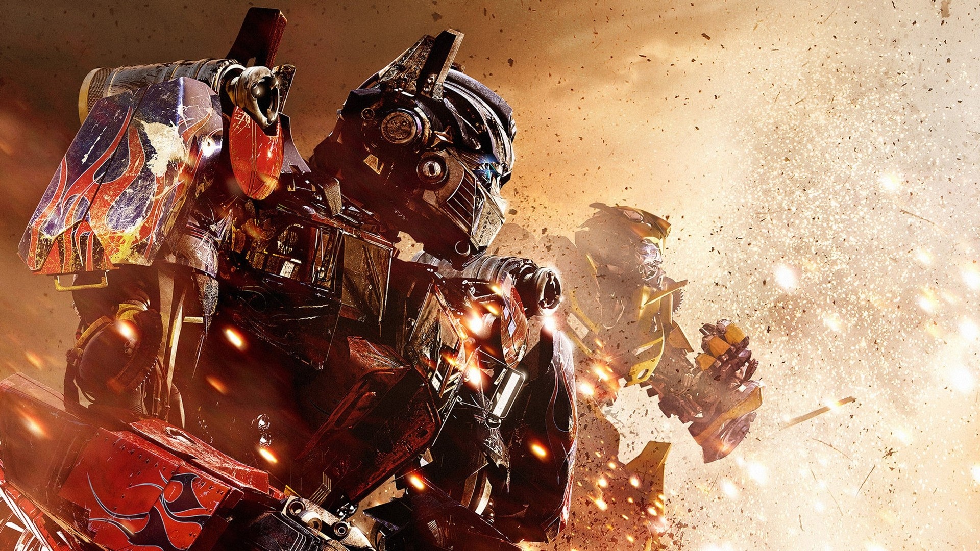 Optimus Prime and Bumblebee from Transformers in battle HD Wallpaper