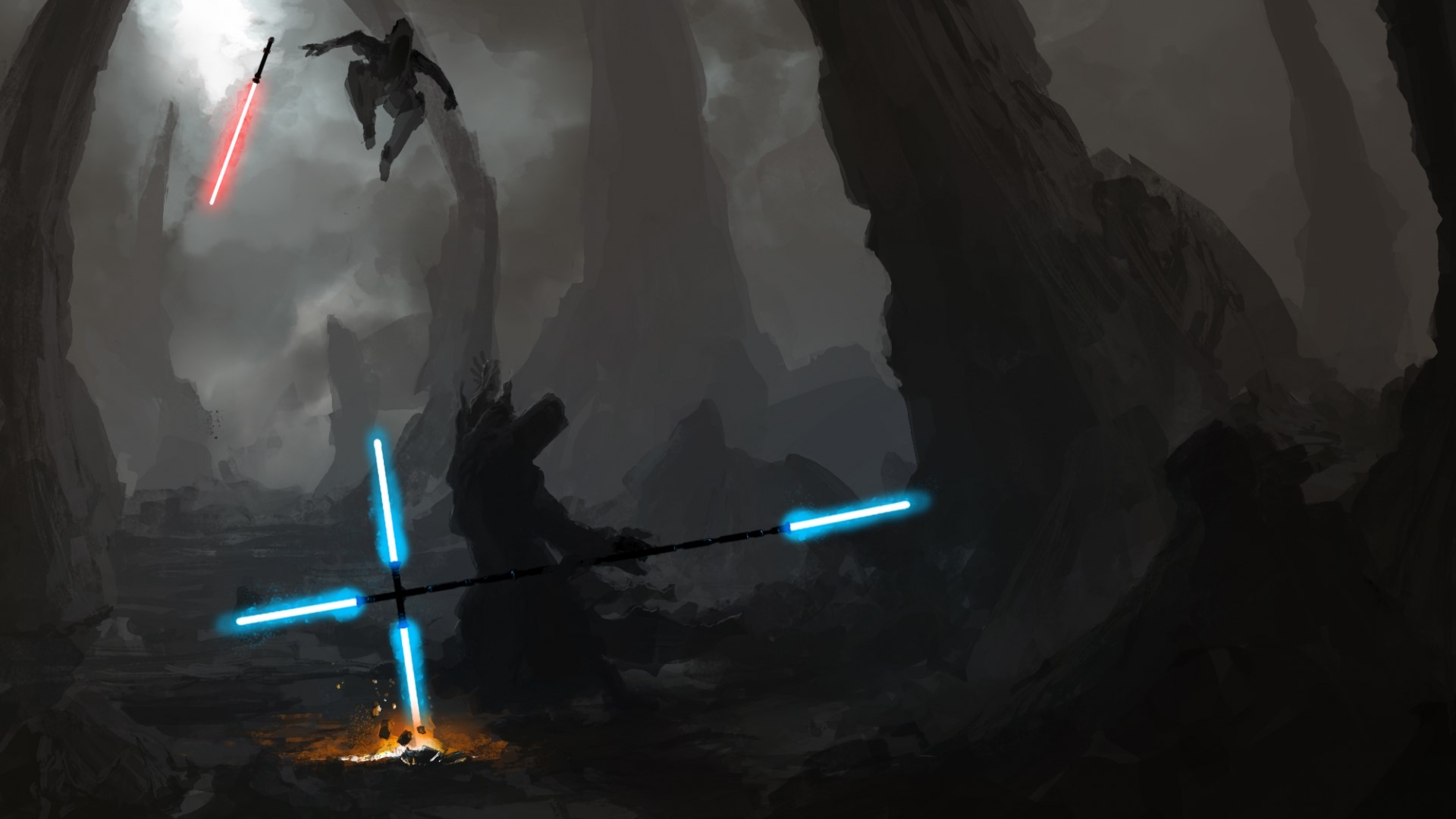 Star Wars Jedi vs Sith illustration HD Wallpaper