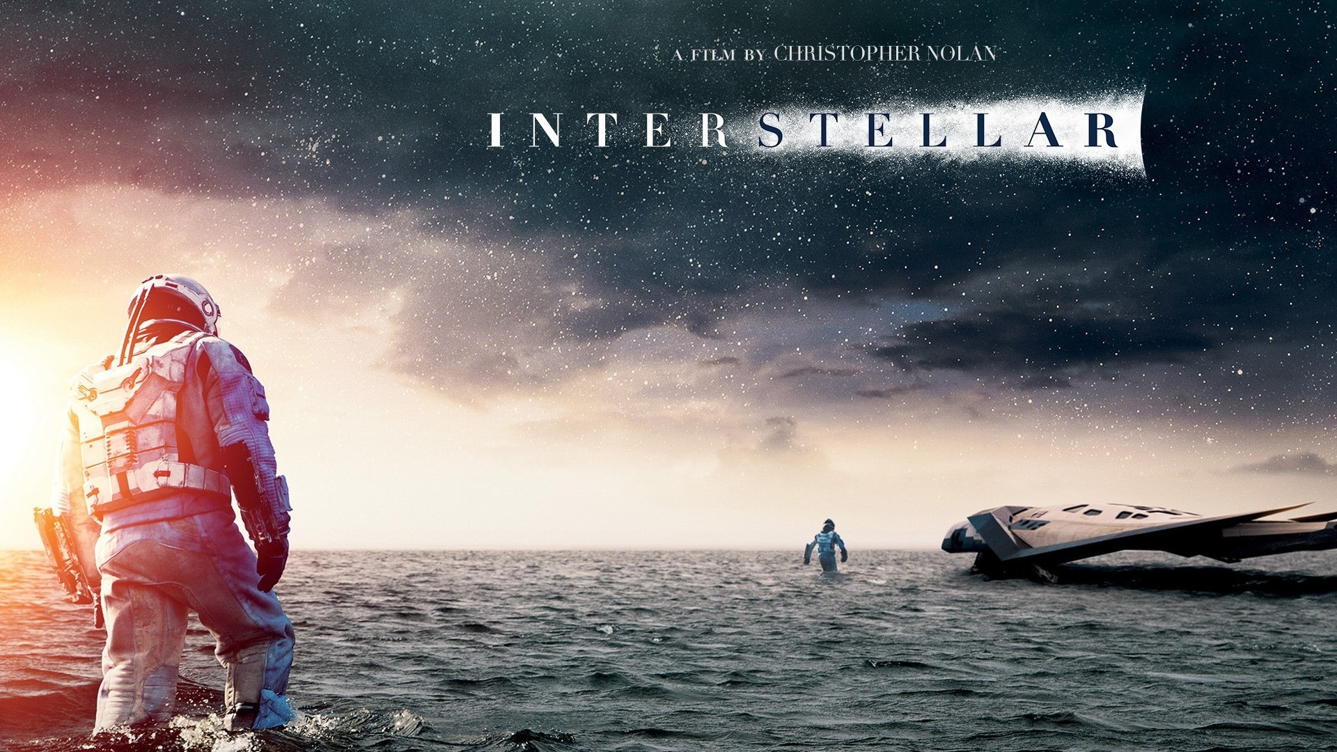 Interstellar Movie Poster with Astronauts and Spaceship HD Wallpaper