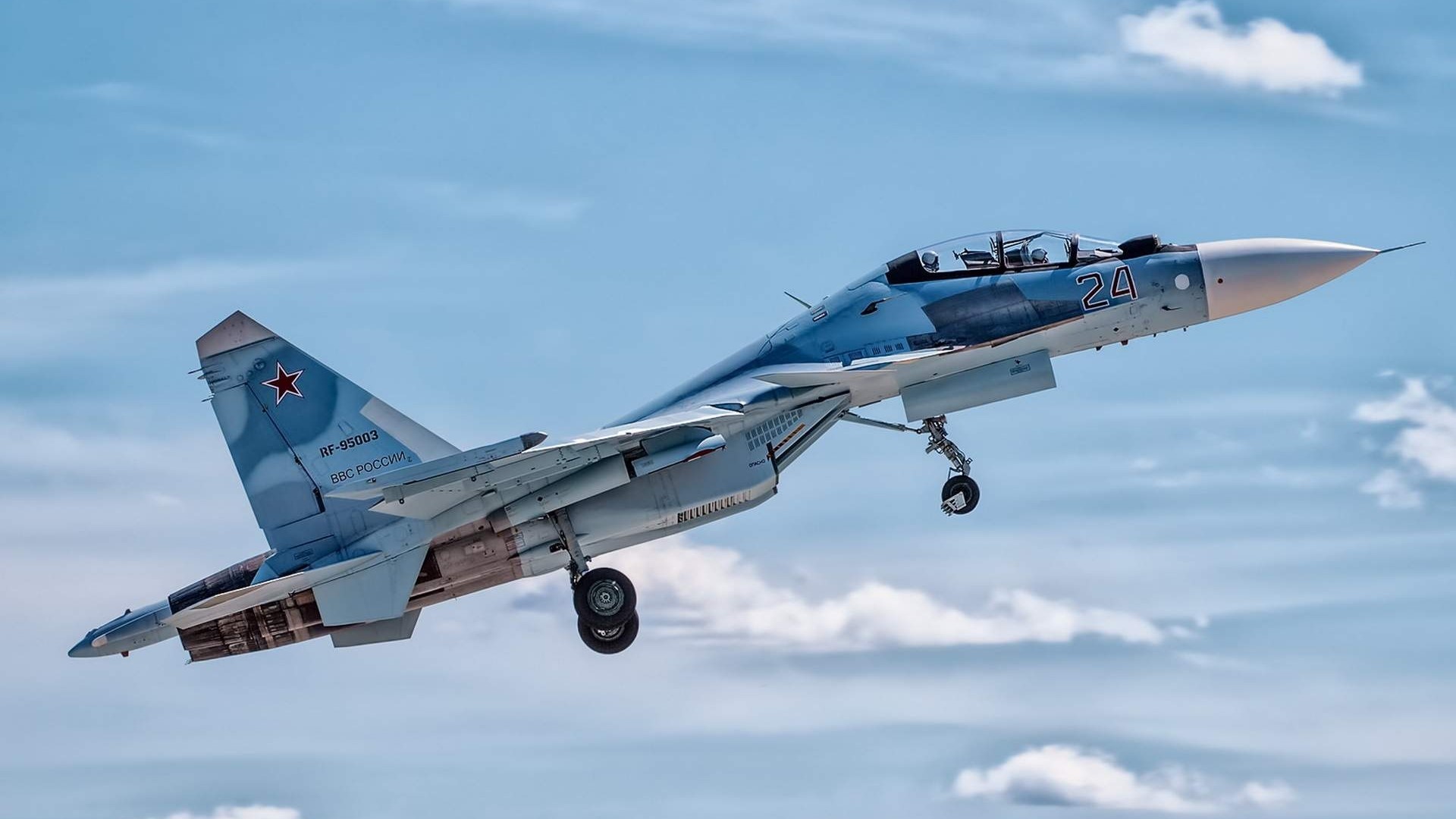 Sukhoi Su-30 fighter jet in flight HD Wallpaper