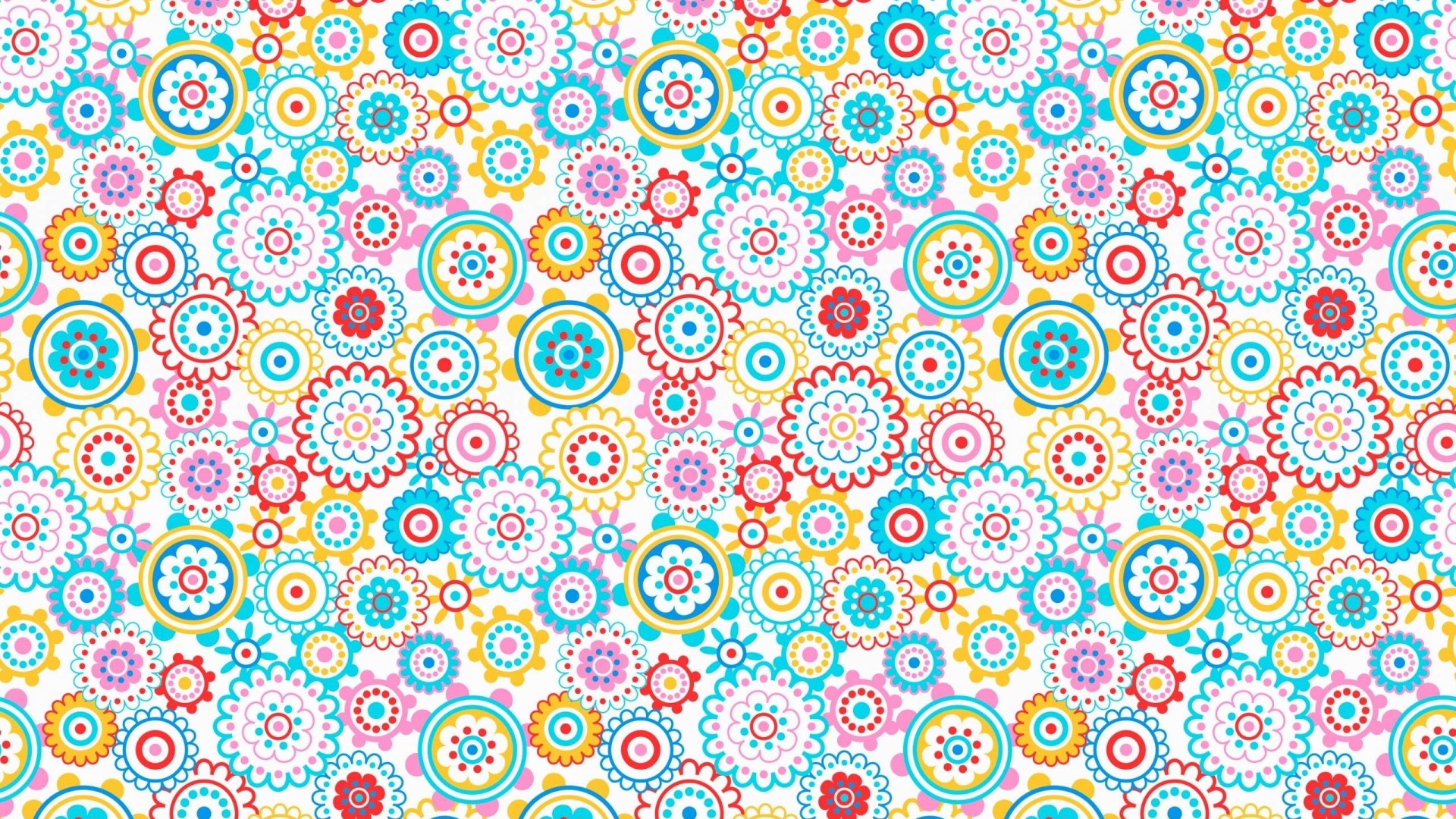 Colorful floral pattern with geometric shapes HD Wallpaper