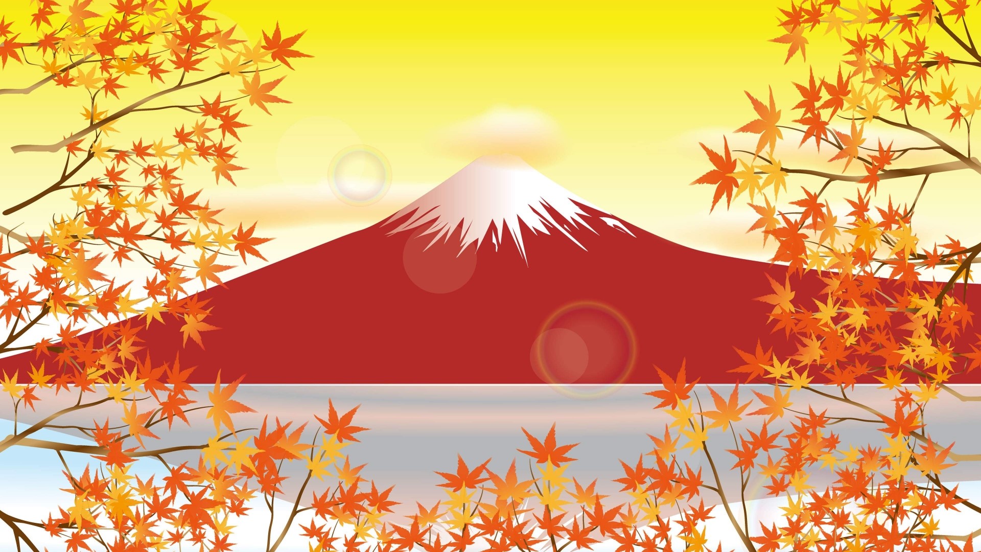 Mount Fuji in Autumn with Maple Leaves HD Wallpaper