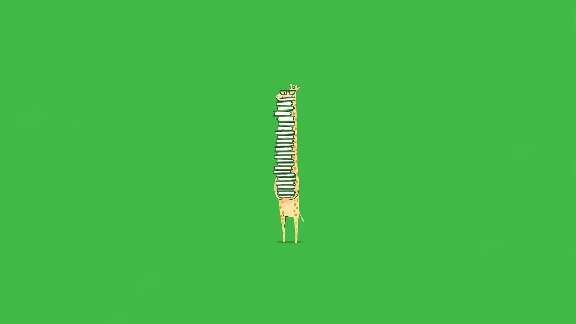 Funny Giraffe with Stack of Books Illustration HD Wallpaper