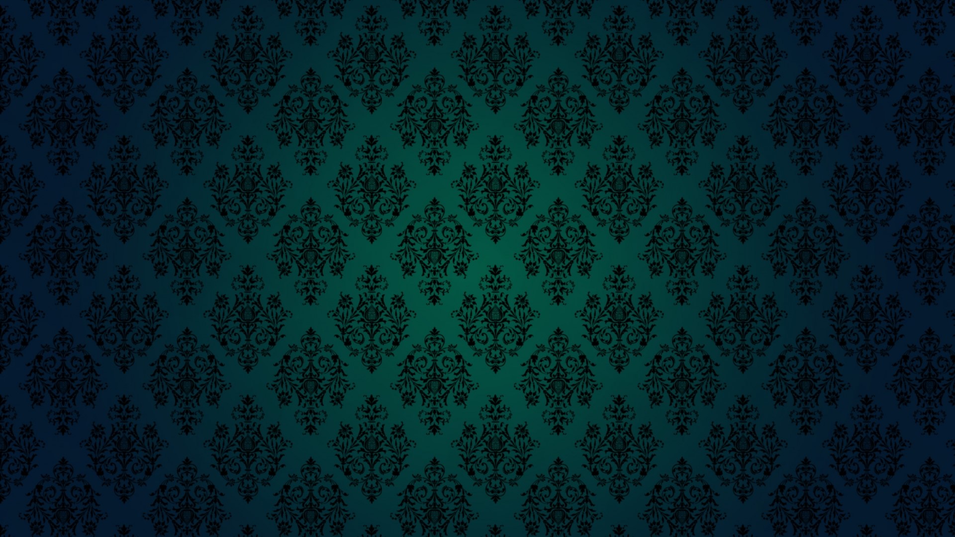 Damask Pattern on Teal and Blue Gradient HD Wallpaper
