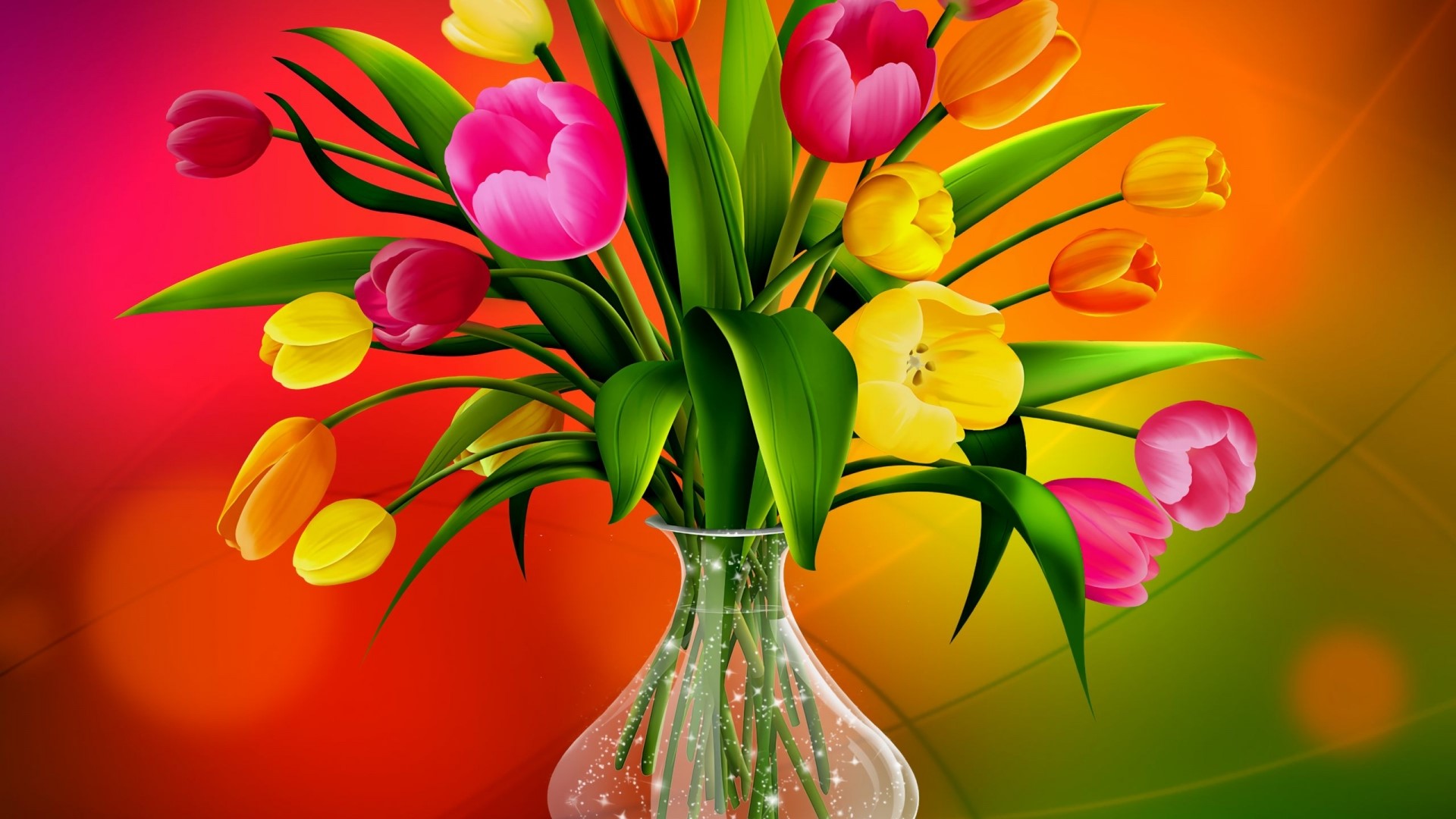 Tulips in a Vase HD Wallpaper