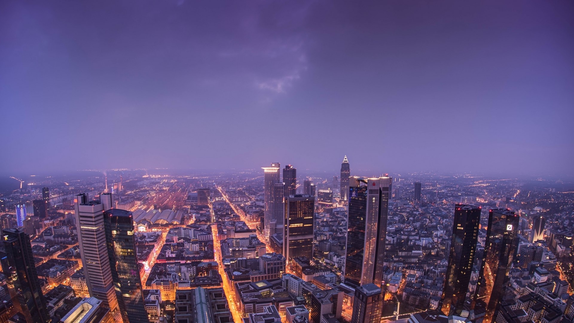 Frankfurt Skyline at Night from Above HD Wallpaper