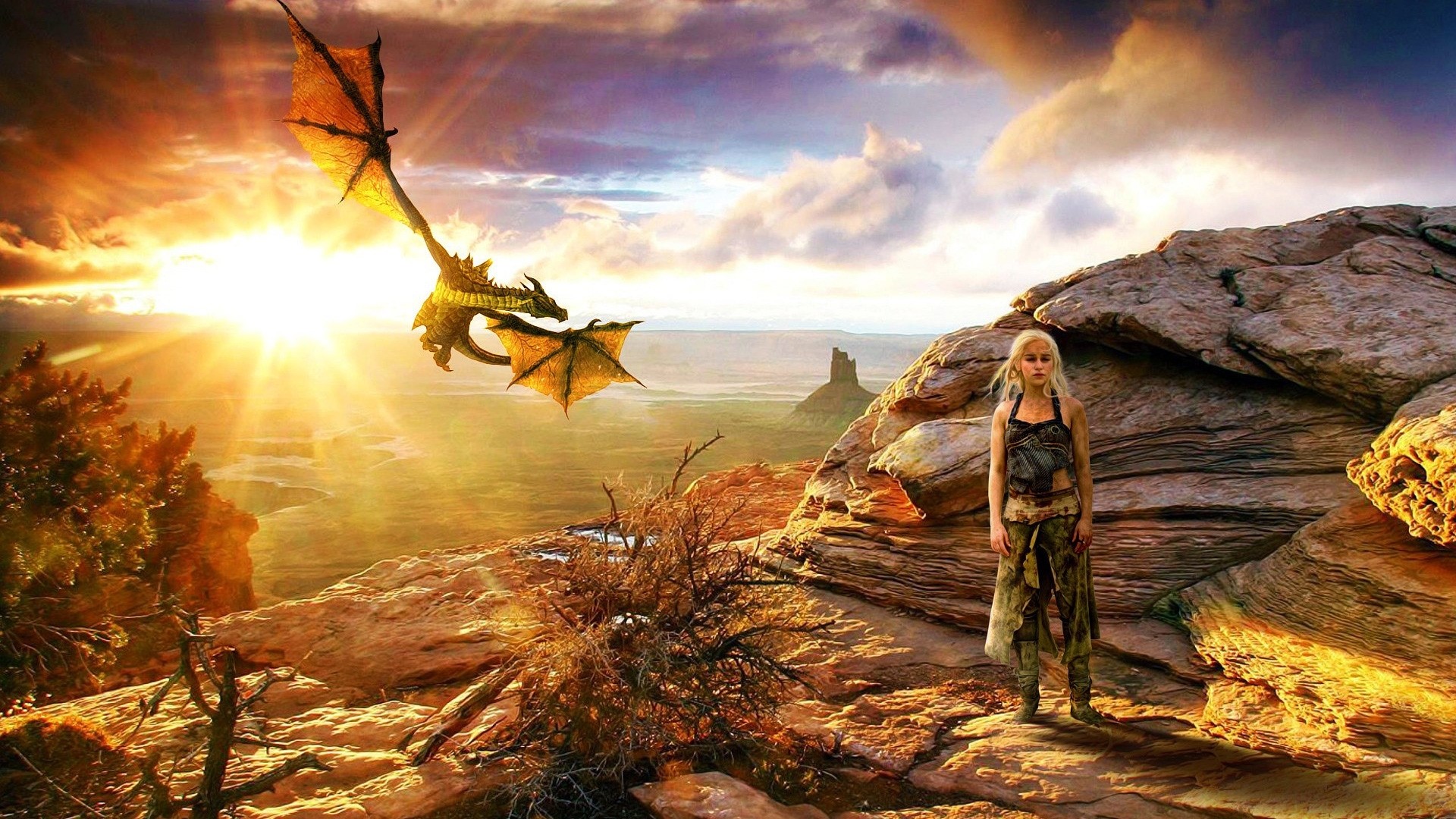 Daenerys Targaryen with Dragon HD Wallpaper