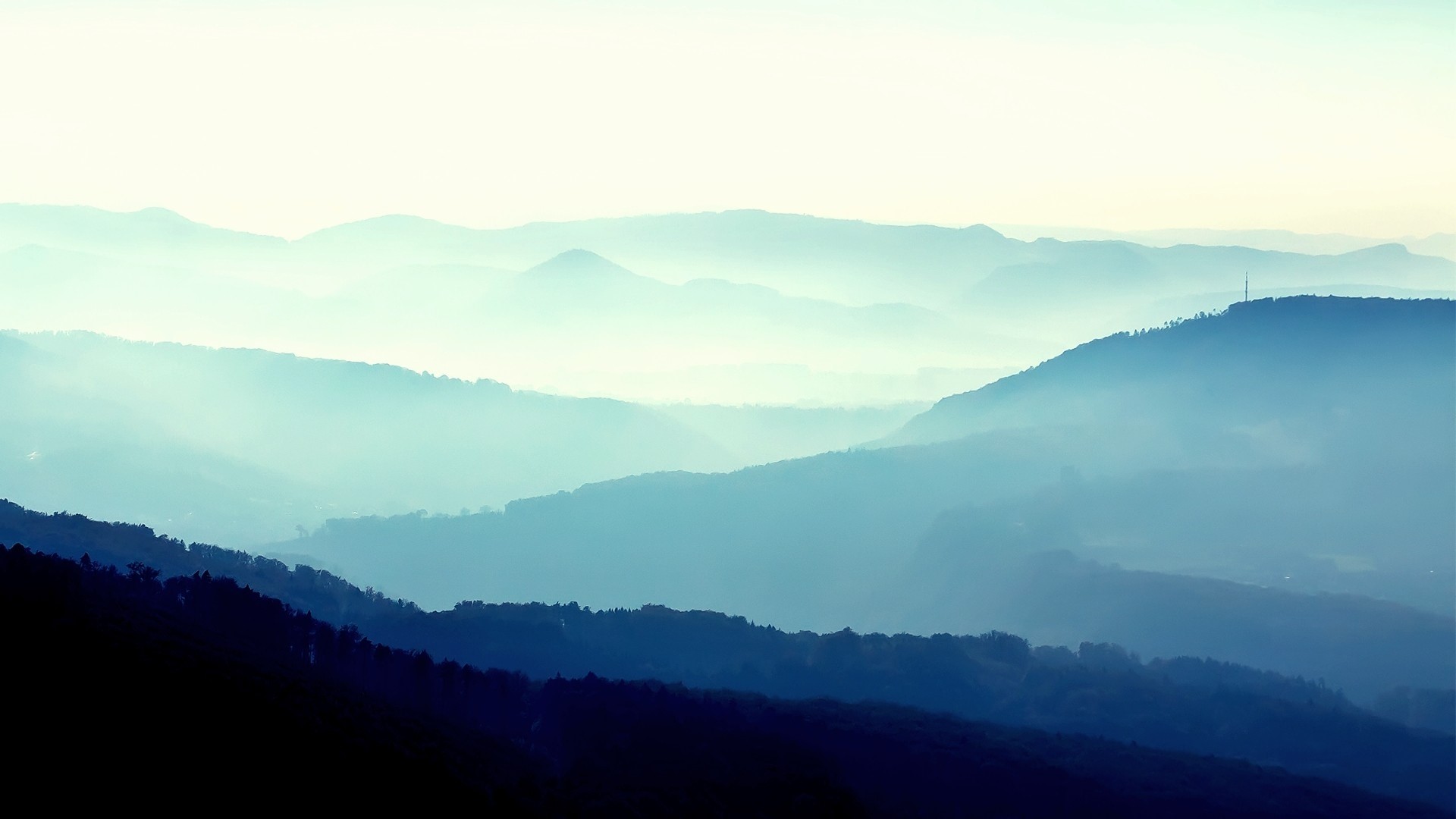Blue Hills Forest Mist HD Wallpaper