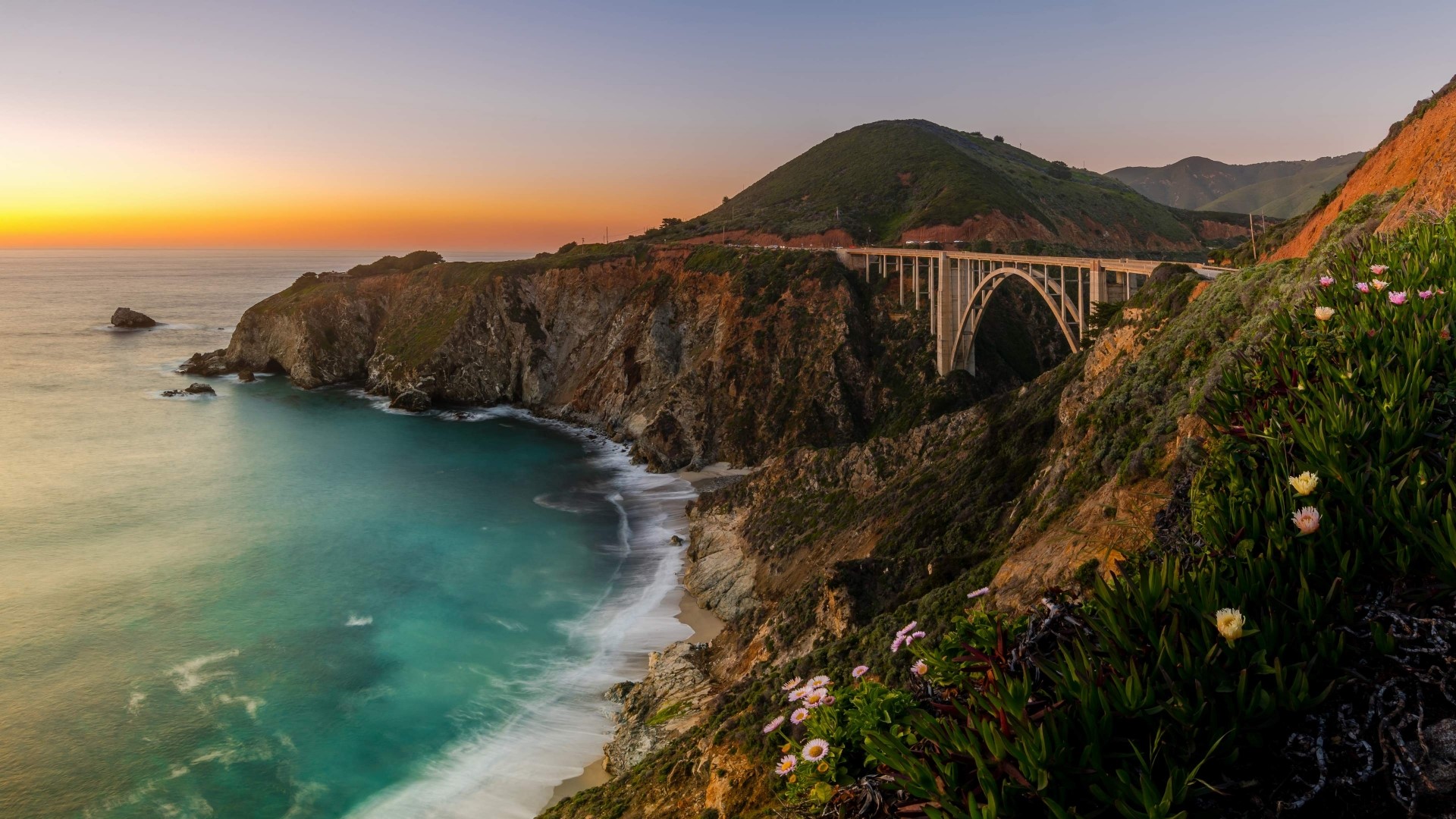 Bixby Bridge Blue Hour Ocean View 4K California Big Sur HD 