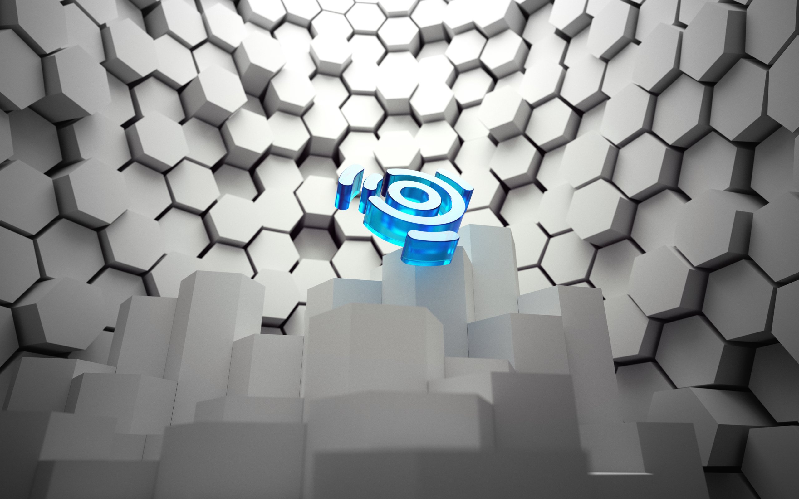 Ubuntu logo on a hexagonal background HD Wallpaper