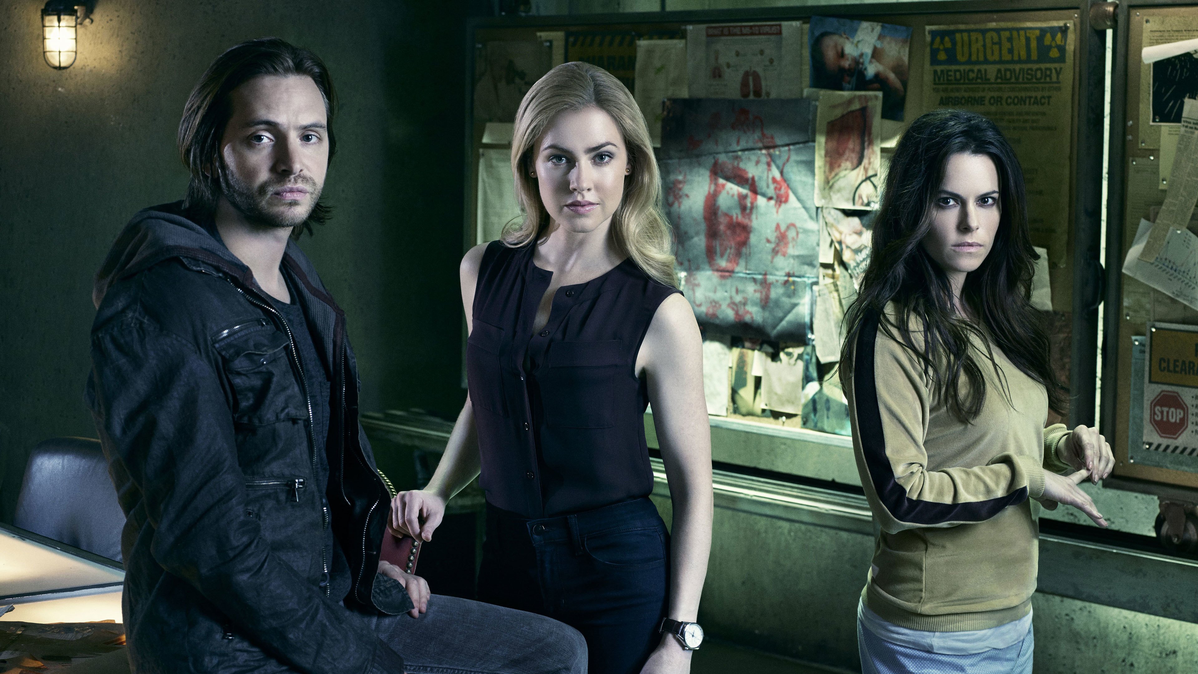 Aaron Stanford, Amanda Schull, and Emily Hampshire from 12 Monkeys HD Wallpaper