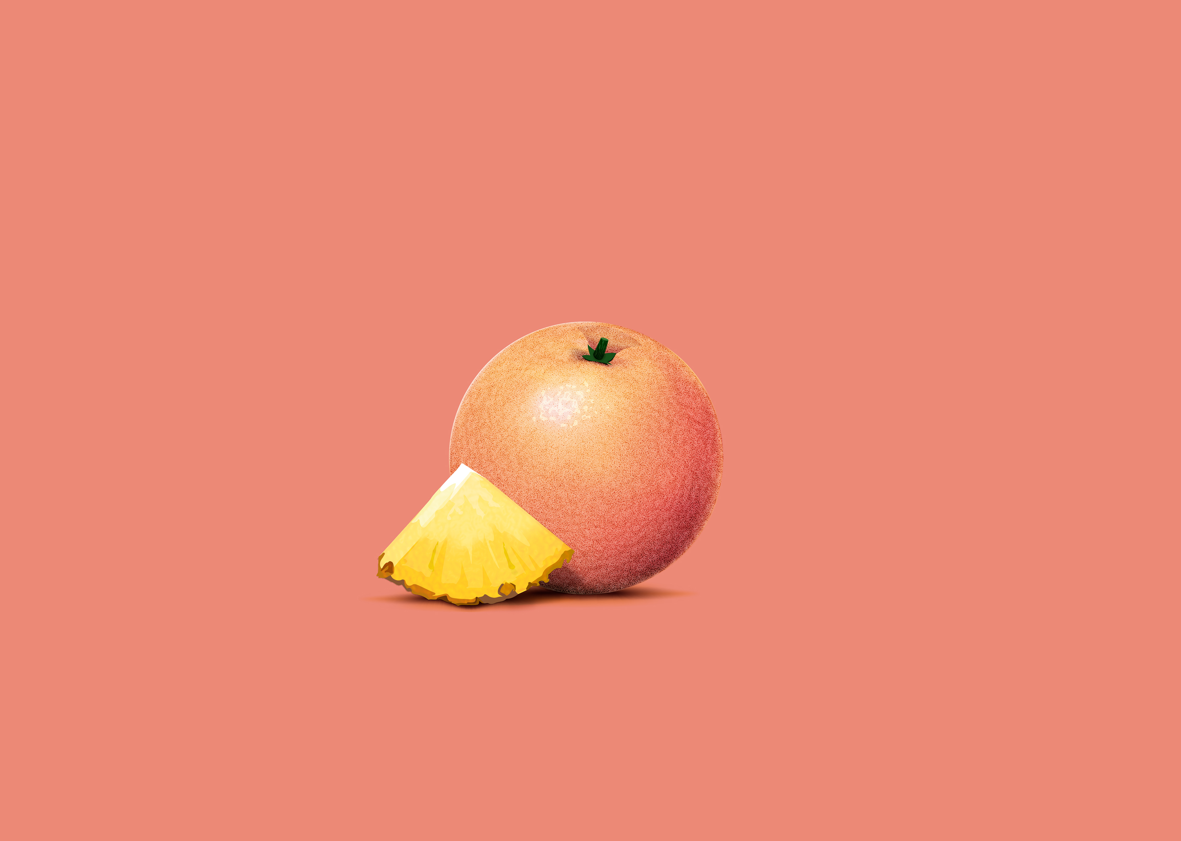 Grapefruit and Pineapple Slice 4K HD Wallpaper
