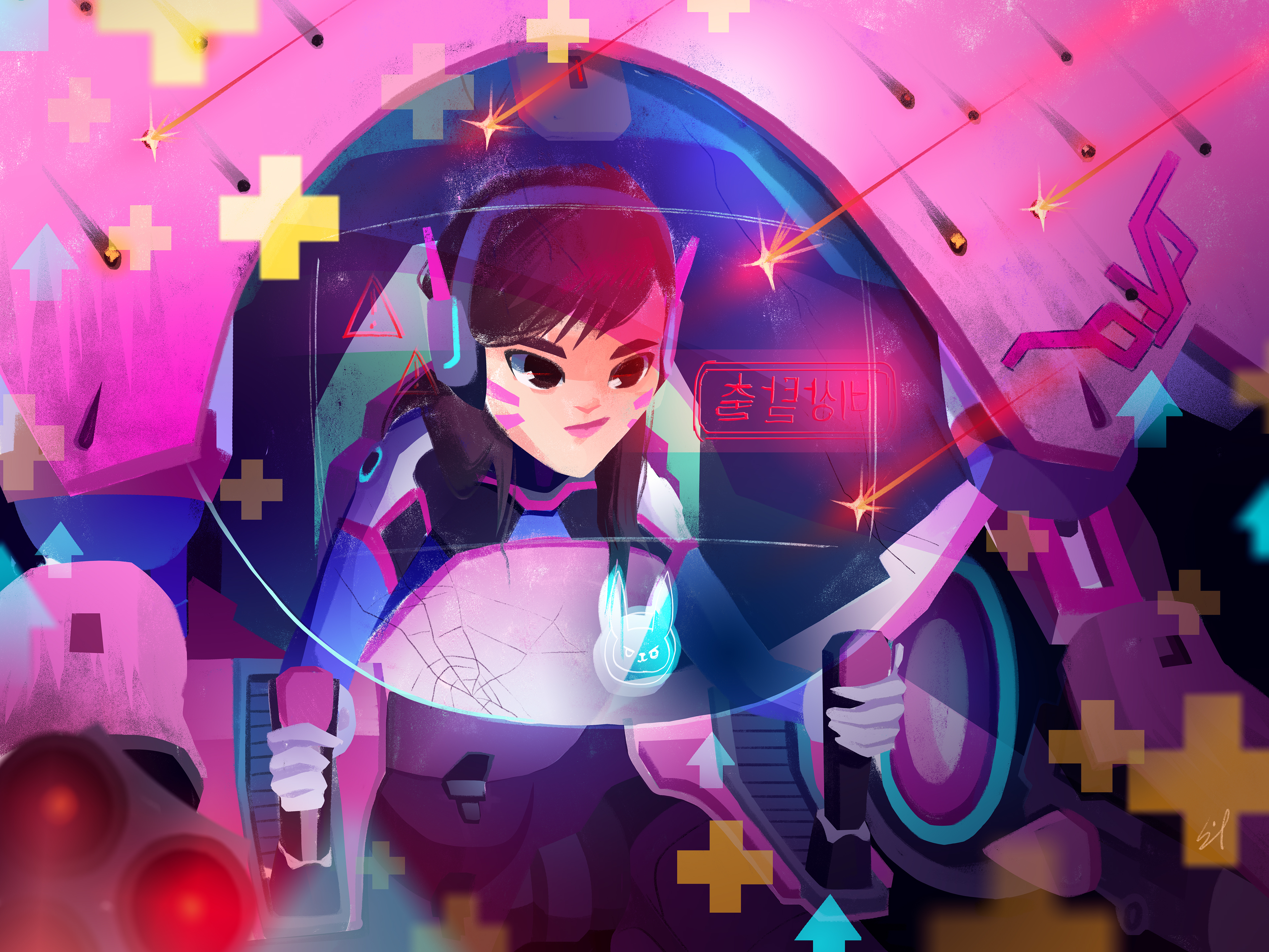 D.Va from Overwatch in her mech HD Wallpaper