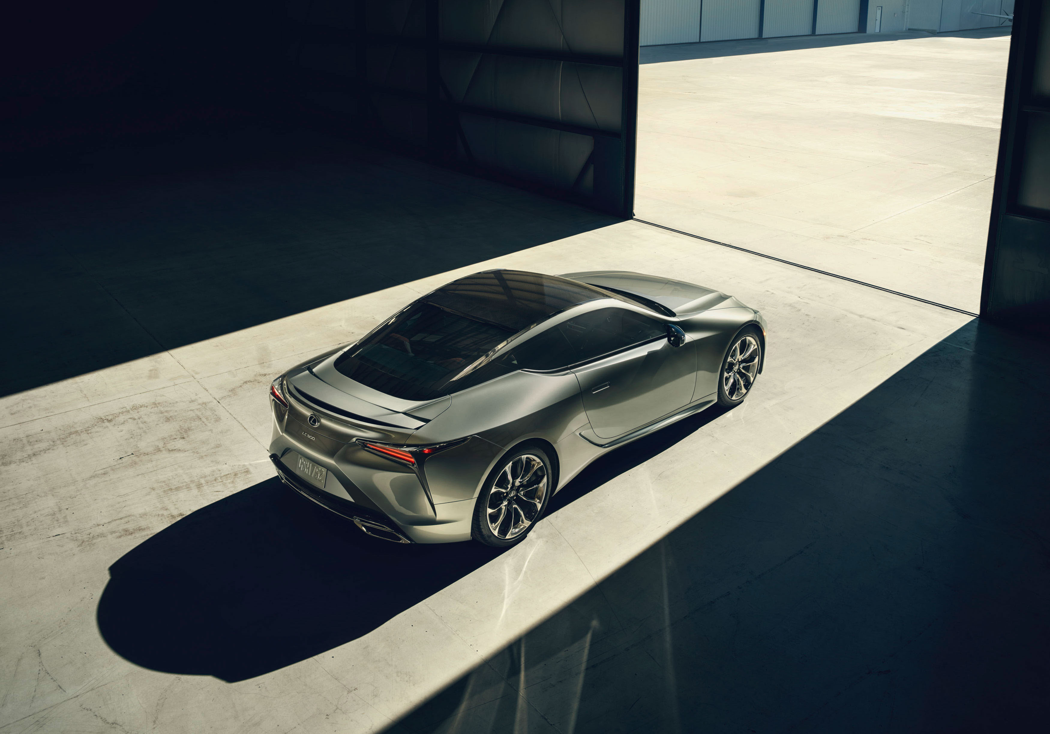 2018 Lexus LC 500 in a hangar HD Wallpaper