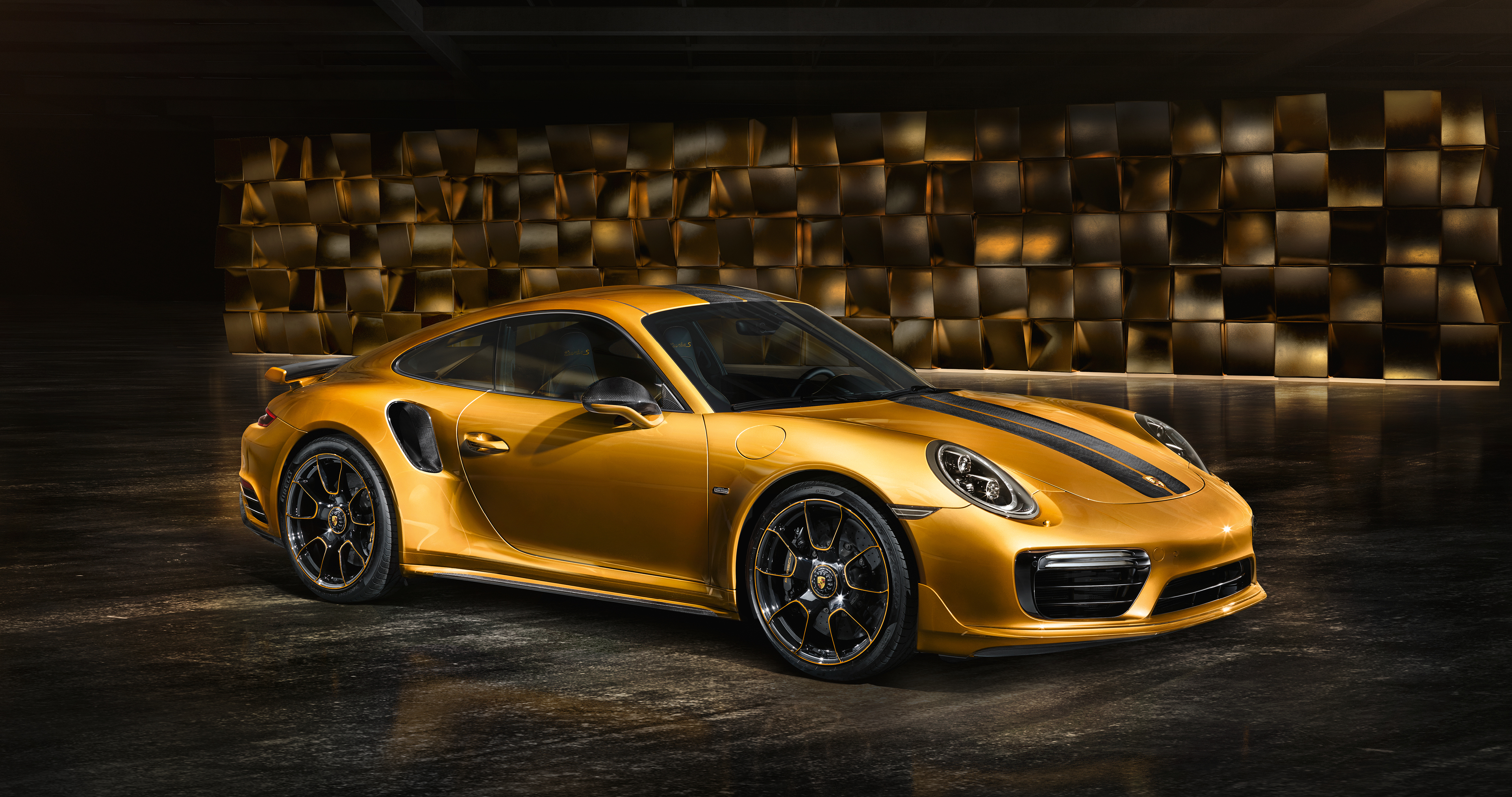 Porsche 911 Turbo S Exclusive Series in gold HD Wallpaper