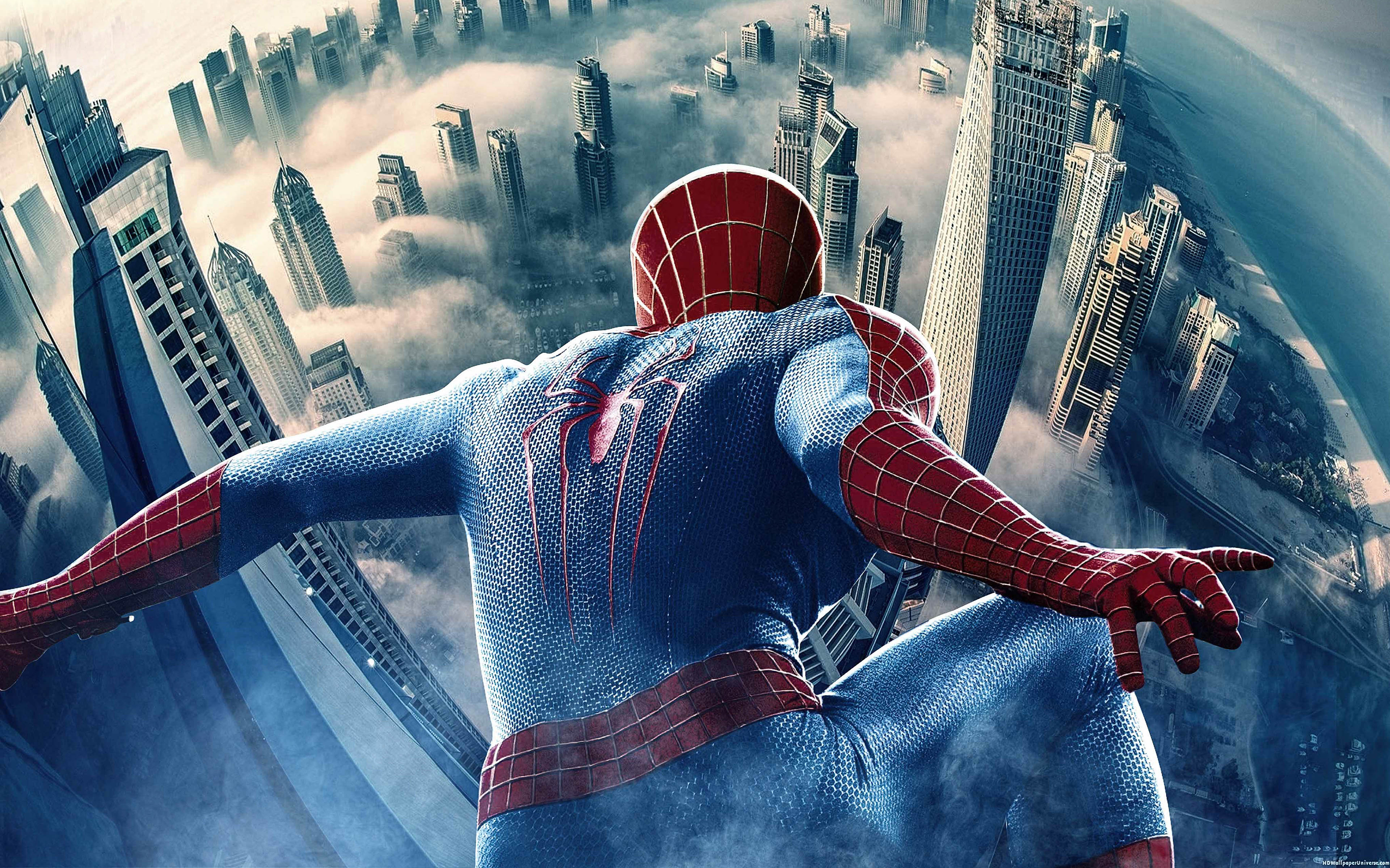 Spider-Man in a city HD Wallpaper