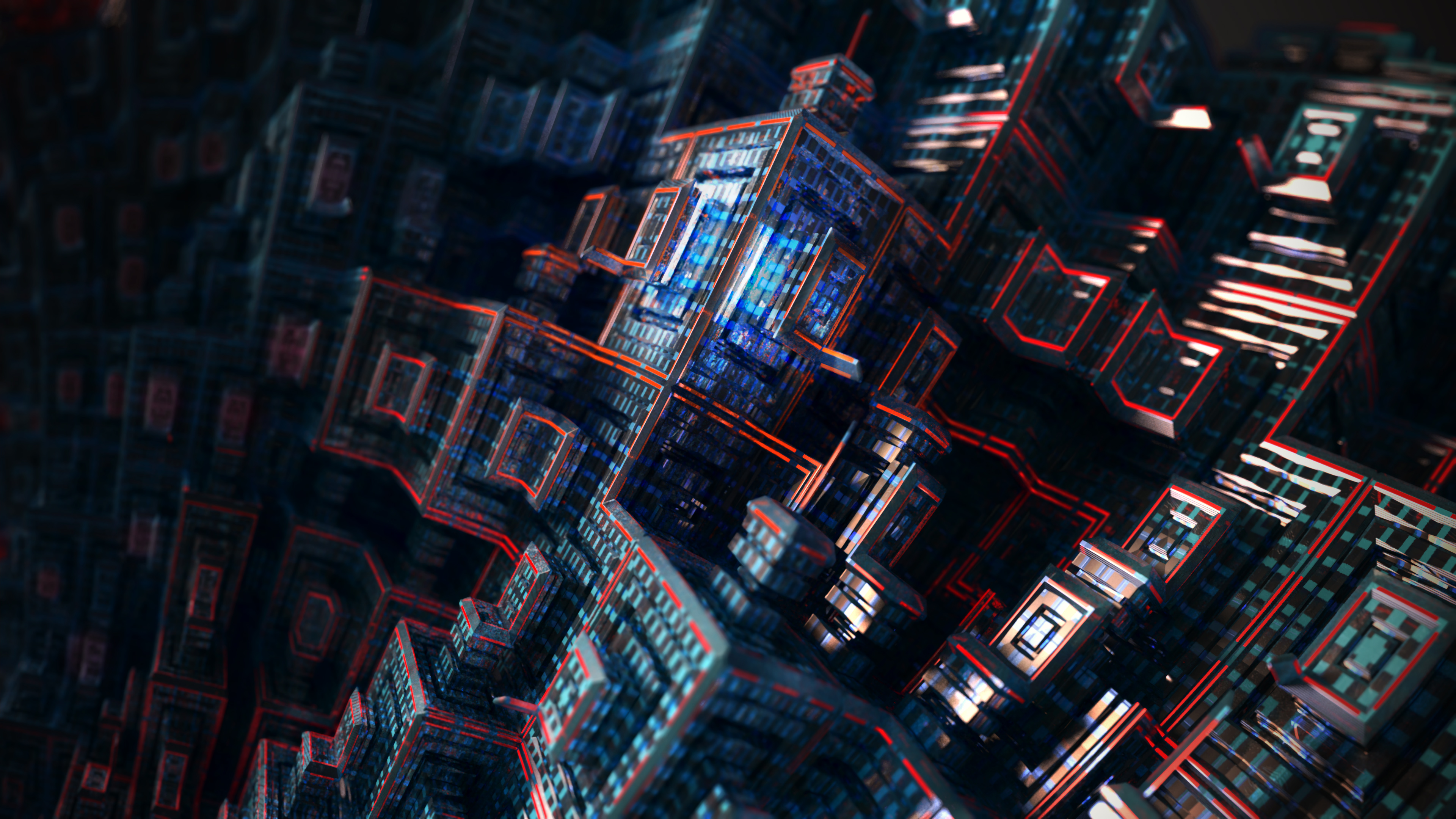 Dark 3D Abstract Cubes HD Wallpaper