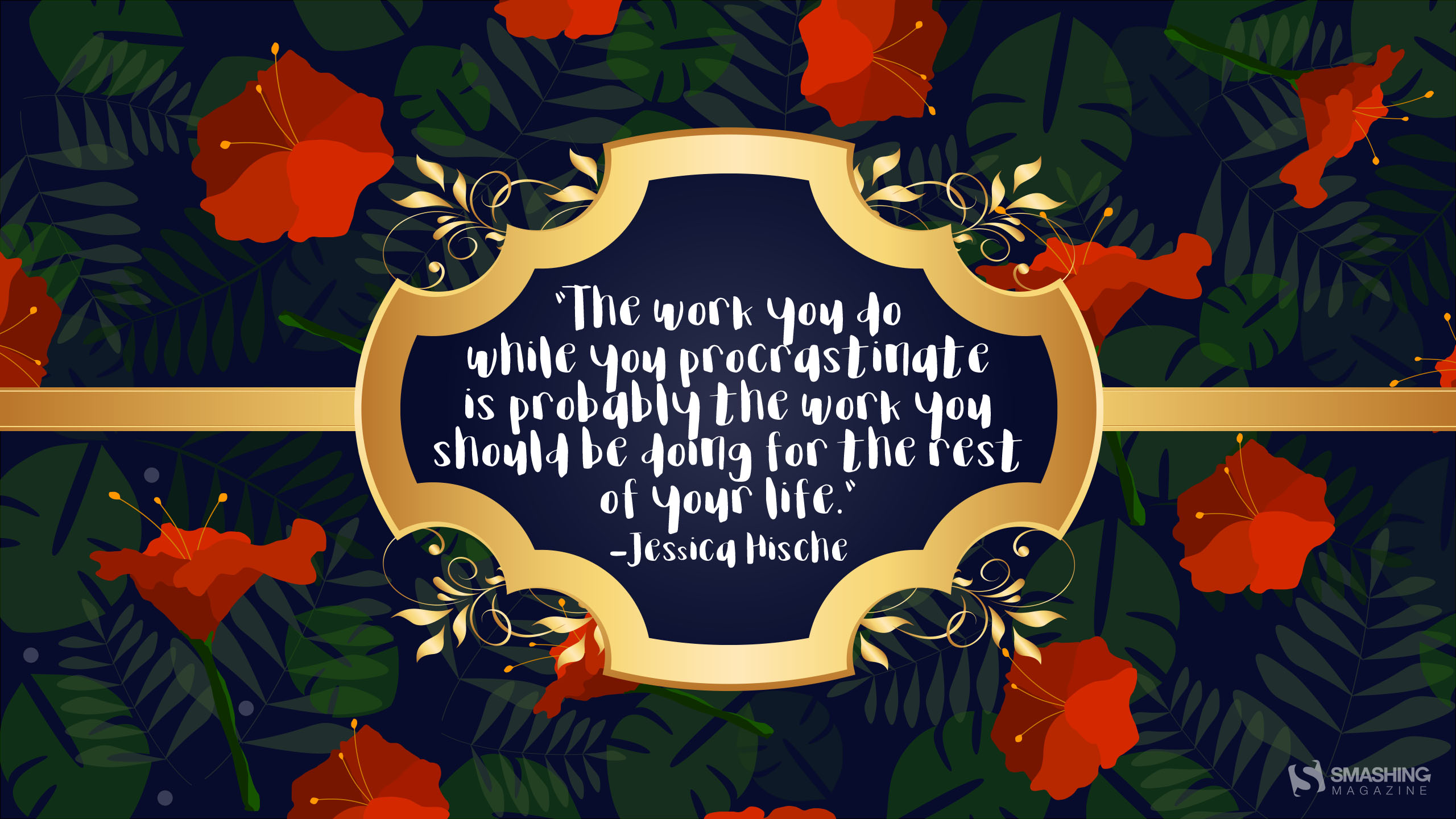 Quote by Jessica Hische on work and procrastination HD Wallpaper